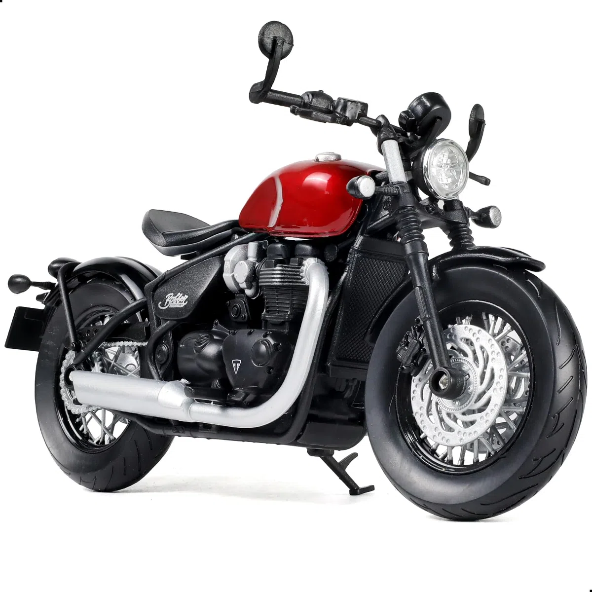 Compatible pour Triumph Bobber Bonneville 1/12 Modèle de Moto en Alliage moulé sous Pression Aucun Assemblage requis Mini Moto Collection Adulte (Rouge)