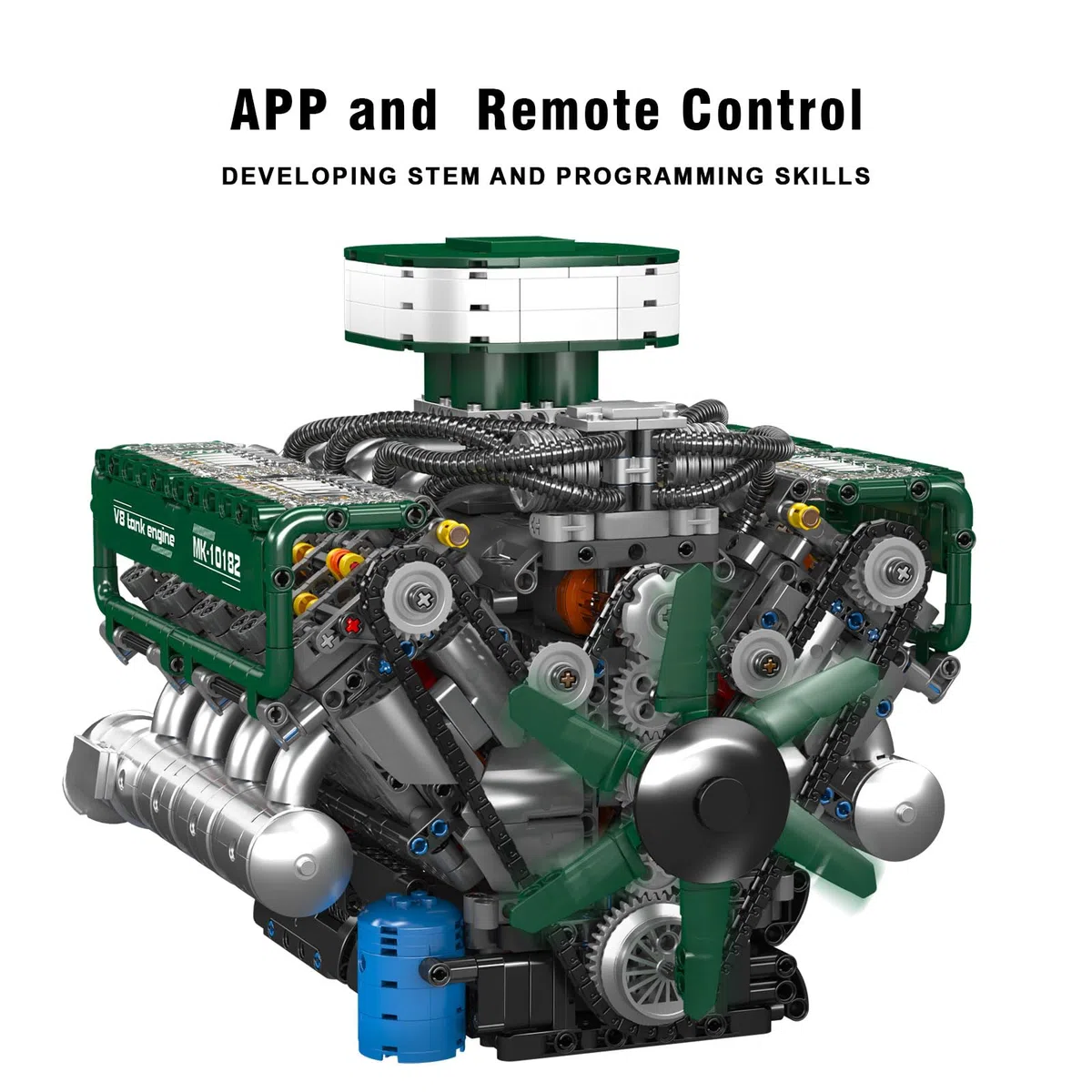 Mould King 10182 Technique V8 Kit de construction moteur avec boîte à piles Engine Kit de modélisation Pièces de collection Cadeaux pour adultes (2250 pièces)