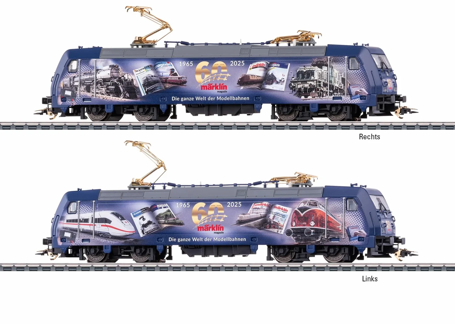 Märklin 36060 Locomotive électrique BR 185.2 - H0 AC - Décodeur numérique mfx - Son et lumière LED - Modèle Anniversaire Märklin Magazine 60 Ans - Locomotive 21,7 cm