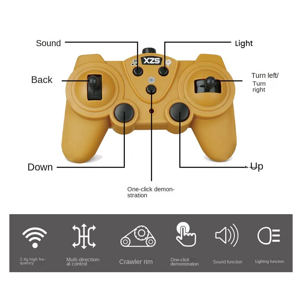 1:24 2.4GHz 9 Canaux TéLéCommande Tracteur Jouet Bulldozer RC Alliage D'Aluminium IngéNierie Tracteur pour Enfants Style A