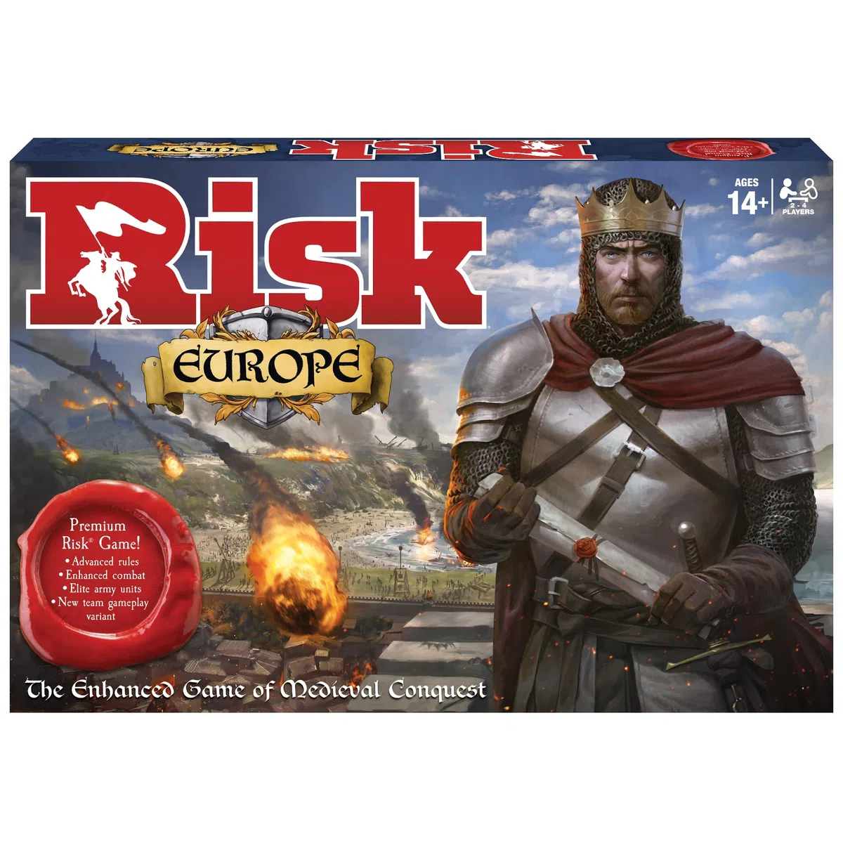 Winning Moves Games USA 1232 Risk Europe Jeu de Plateau pour la conquête médiévale de l’Europe, avec Armes de siège, Archers et Bien Plus Encore, pour 2 à 4 Joueurs, à partir de 14 Ans