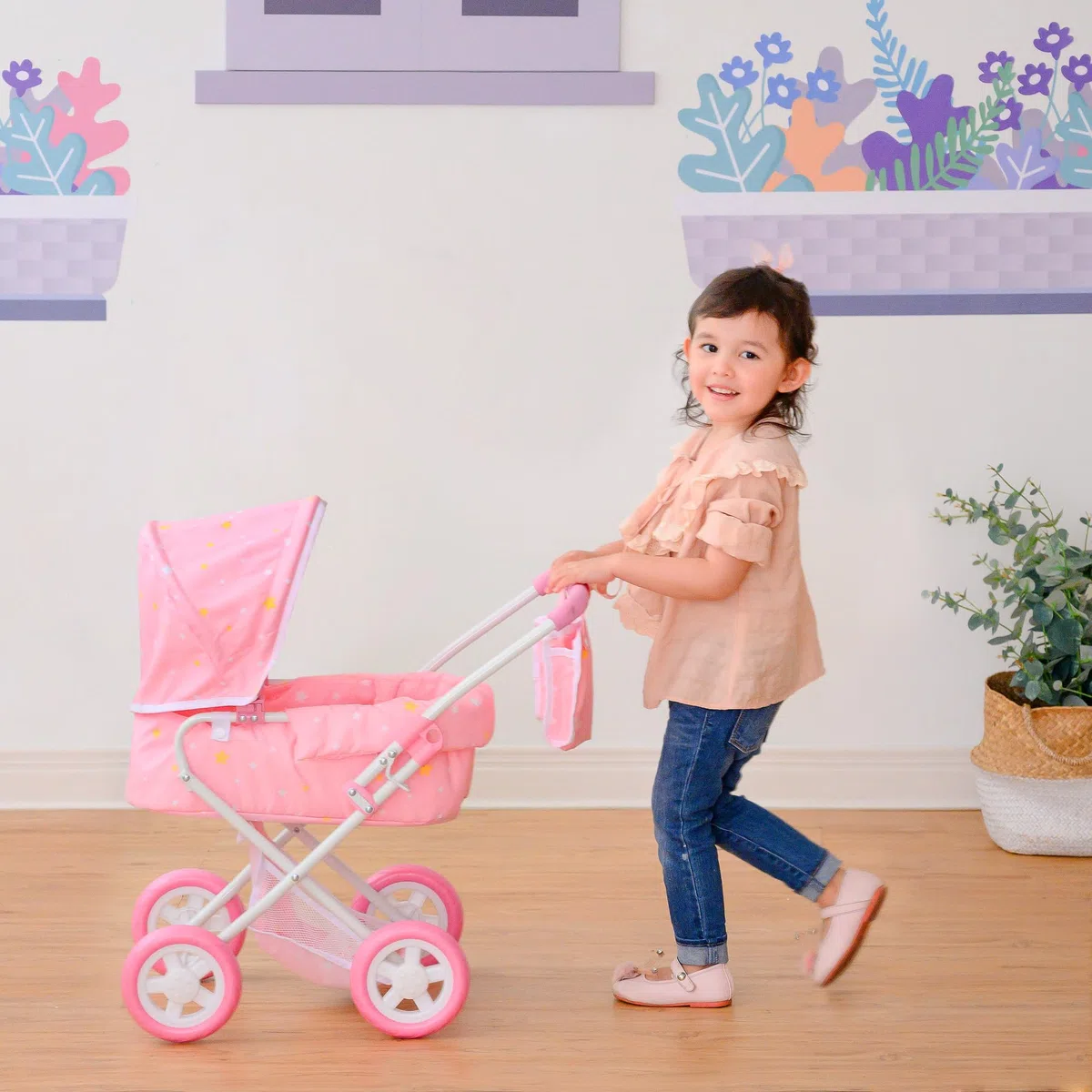 Olivia's Little World 'Twinkle Stars' Délux Poupée Poussette Rose OL-00011