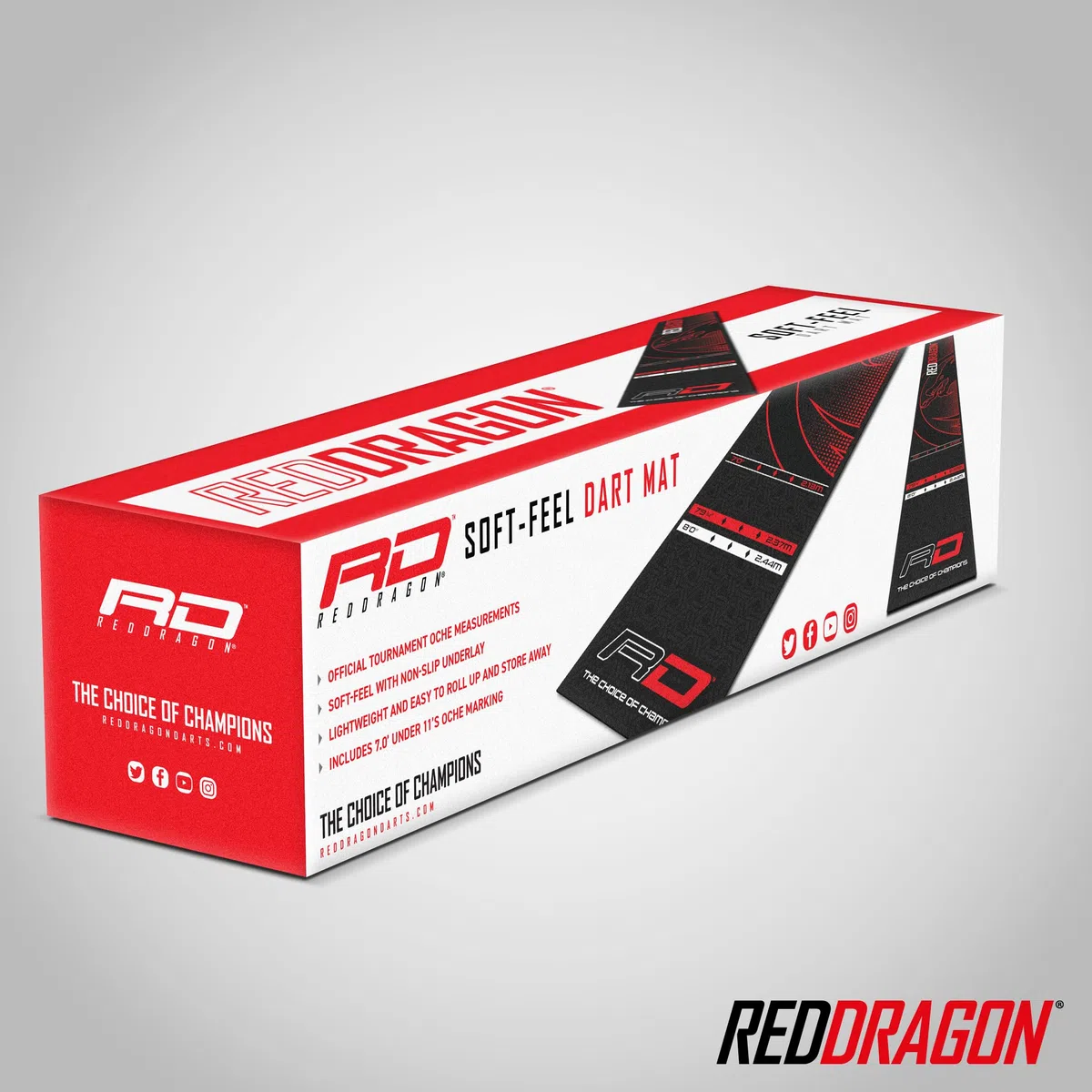 RED DRAGON Tapis de fléchettes avec ligne Oche – Mesures officielles de tournoi – Accessoires de fléchettes professionnels