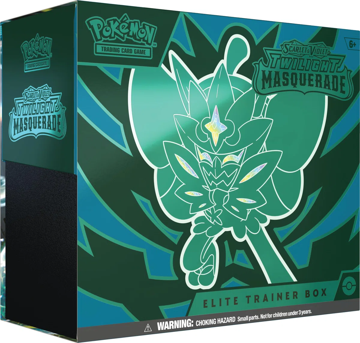 Pokémon TCG : Boîte d'entraînement Elite Masquerade Twilight (1 Carte Ogerpon Masque Bleu Sarcelle, 9 boosters et Accessoires Haut de Gamme)