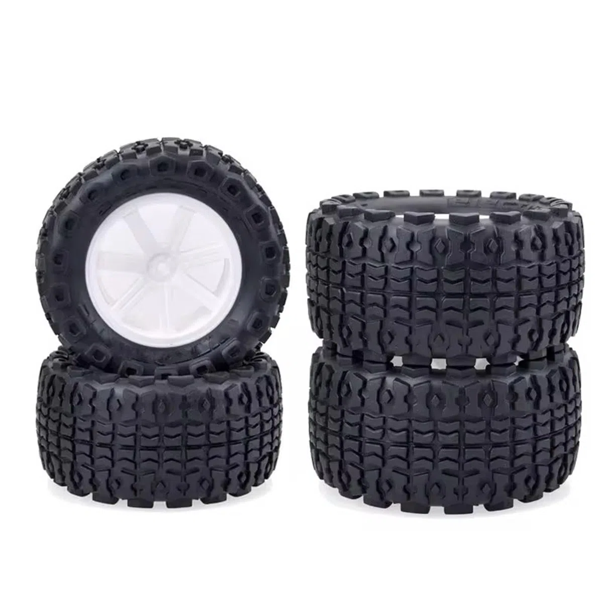 RC Pneus Jante Compatible avec Traxxas pour Truggy 4 Pièces 110 Mm RC Short Course pour Desert Truck Jante Roue Ensemble De Pneus 12 Mm Moyeu Hexagonal pour Voiture 1/10