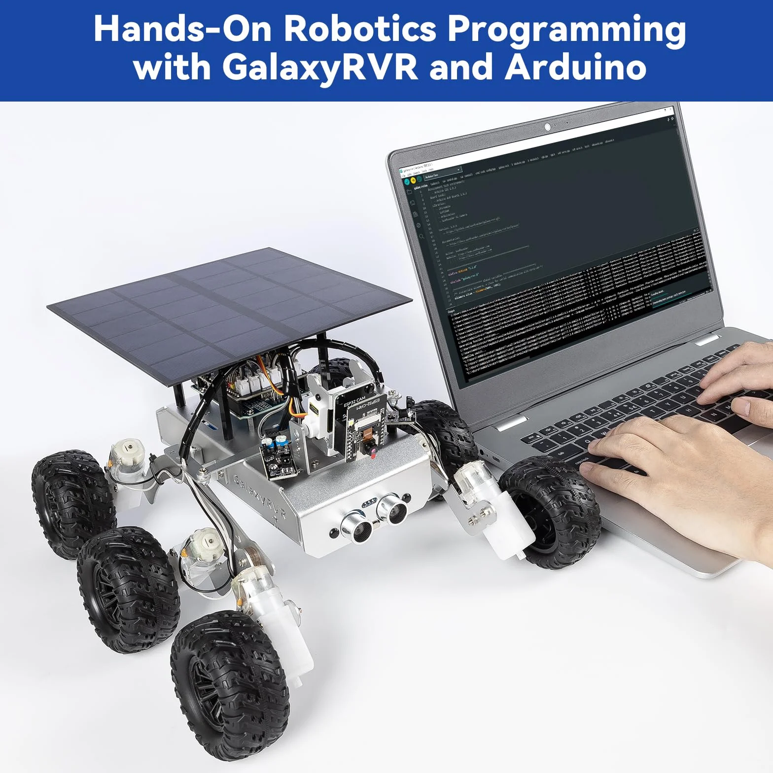 SUNFOUNDER GalaxyRVR Mars Rover Kit Robot vidéo Intelligent Compatible avec Arduino UNO R3 avec ESP32 Cam pour visuels FPV en Temps réel, Carte R3 et Piles Rechargeables incluses