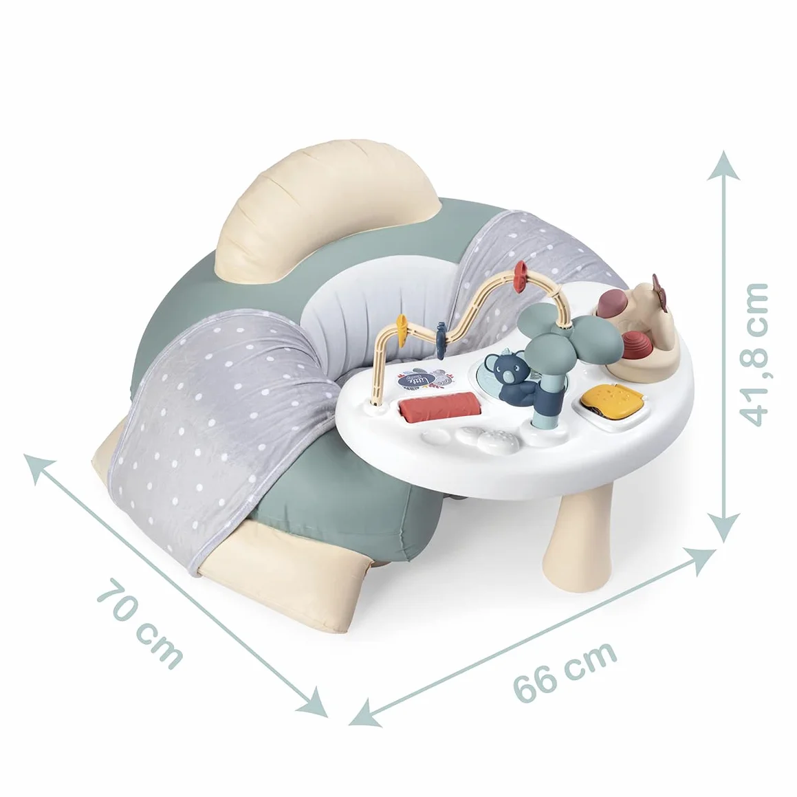 Little Smoby - Cosy Seat - Siège Gonflable + Tablette d'Eveil - Fauteuil pour Bébé - Housse Tissu - A Partir de 6 Mois - Fabrication Française