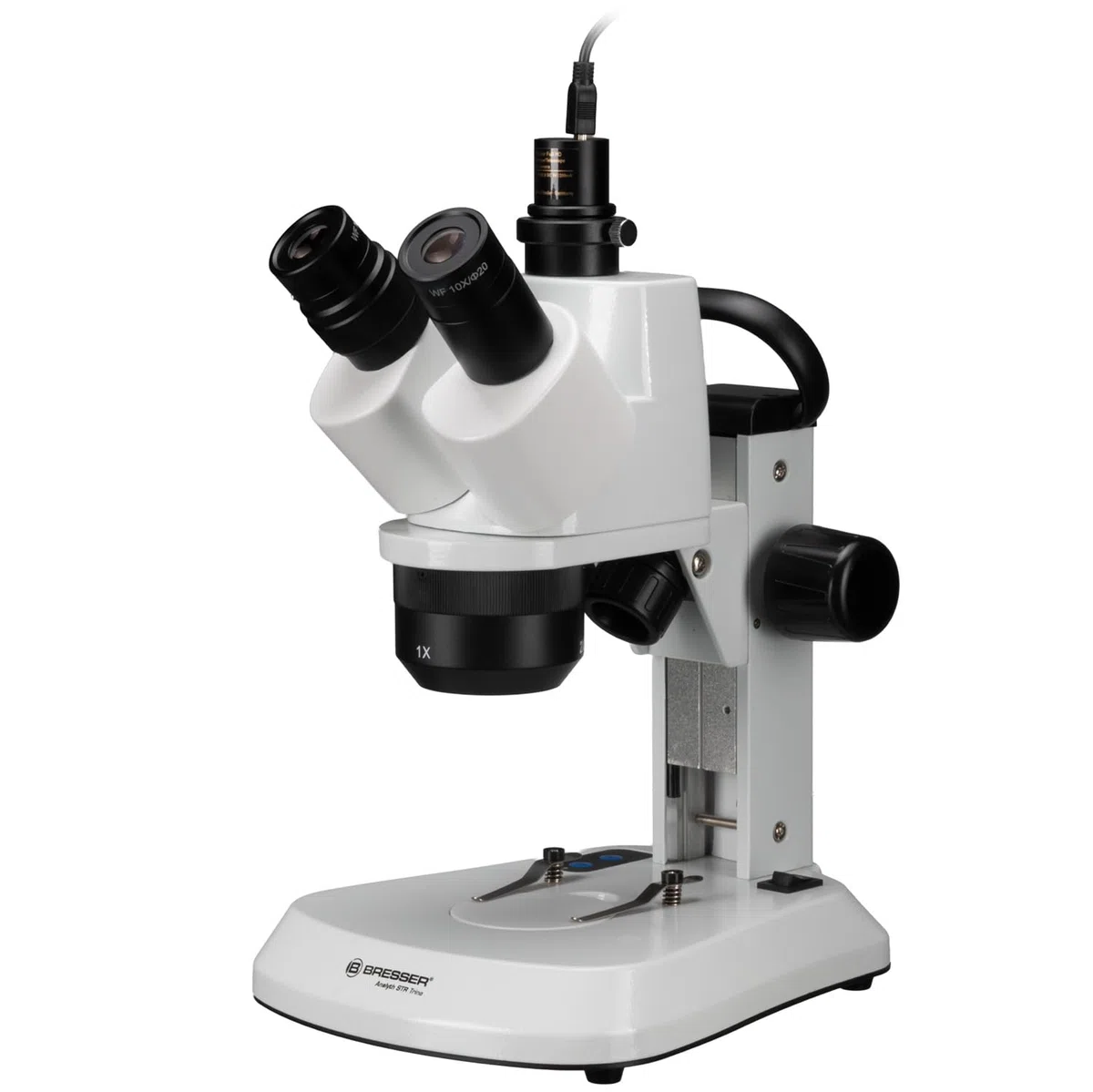 Bresser Microscope stéréo trinoculaire 10x-40x avec caméra Full HD, éclairage LED dimmable, idéal pour l'école et Les Loisirs