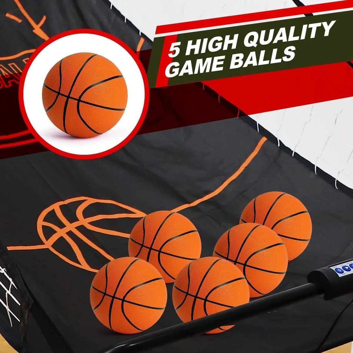 Panier de basket-ball électronique pliable avec double machine de tir et 5 ballons de basket-ball pour enfants et adultes
