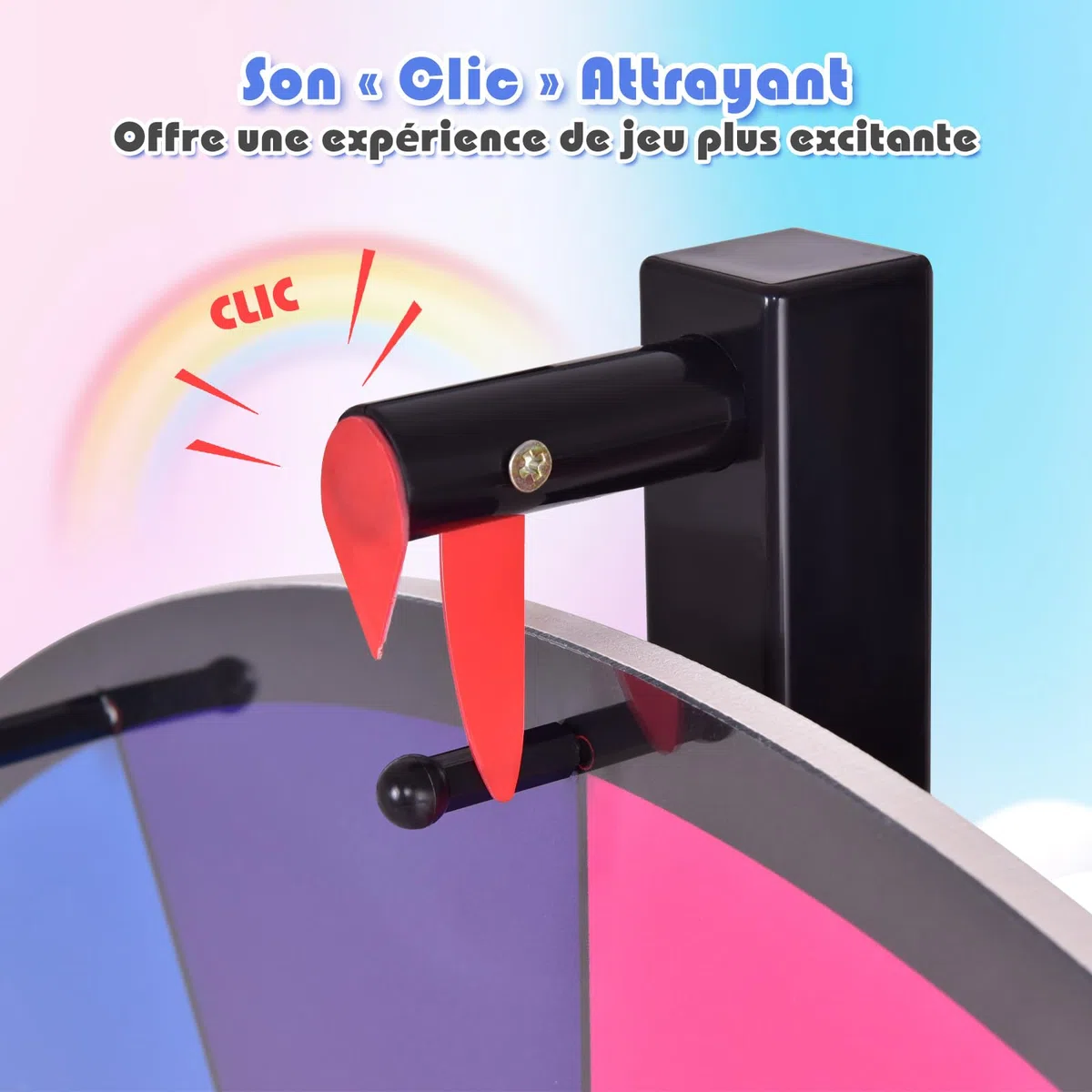 GOPLUS Roue de la Fortune 24 Pouces sur Pied, Prize Wheel 14 Grilles, Hauteur Réglable, avec Stylo Effaçable, Gomme et Pointeur, Trépied Stable et Antidérapant, pour Fêtes, Loterie et Activités