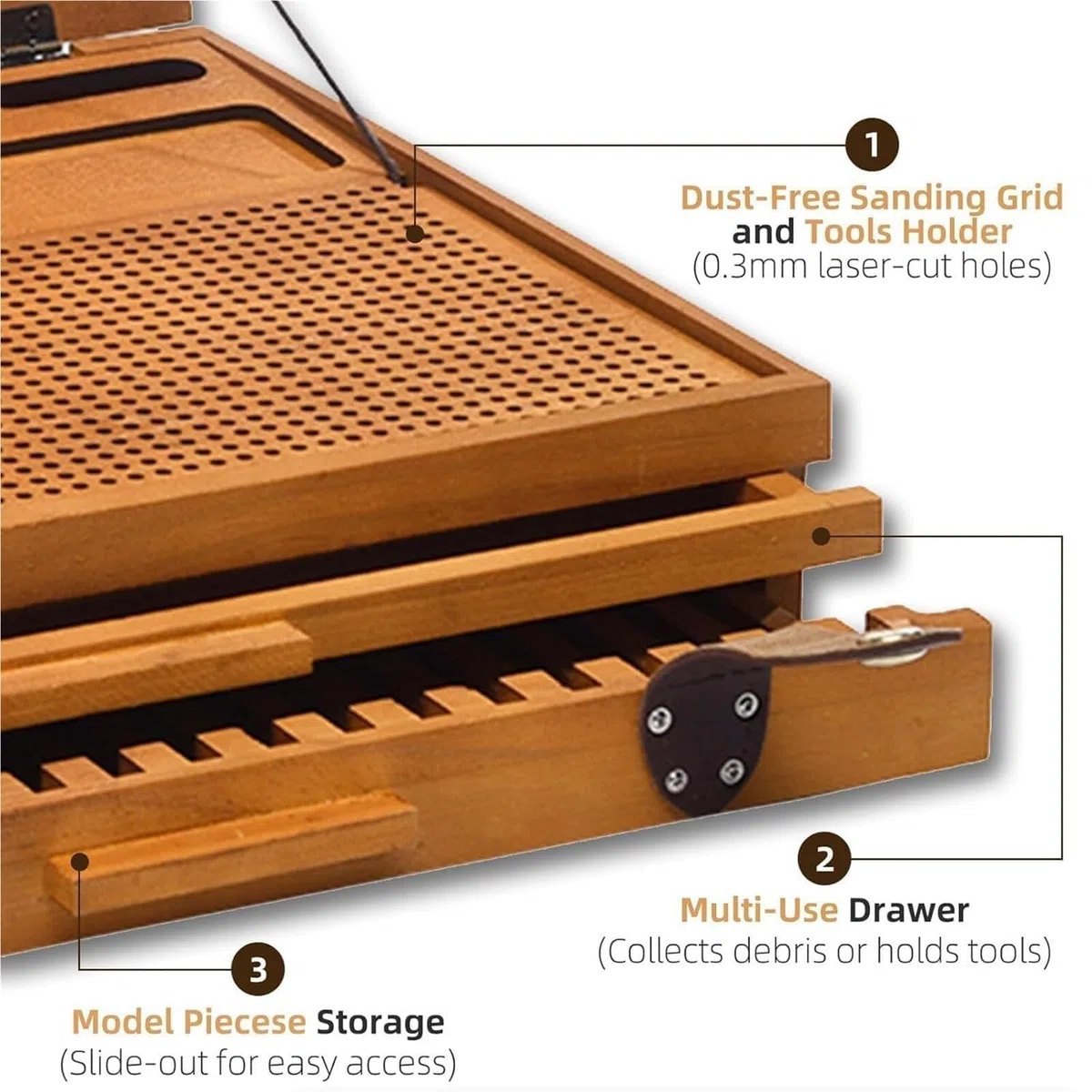 Station de travail pliable pour modélisme avec lumière et tiroir caché, organiseur de bricolage avec tapis de découpe pour atelier de loisirs créatifs