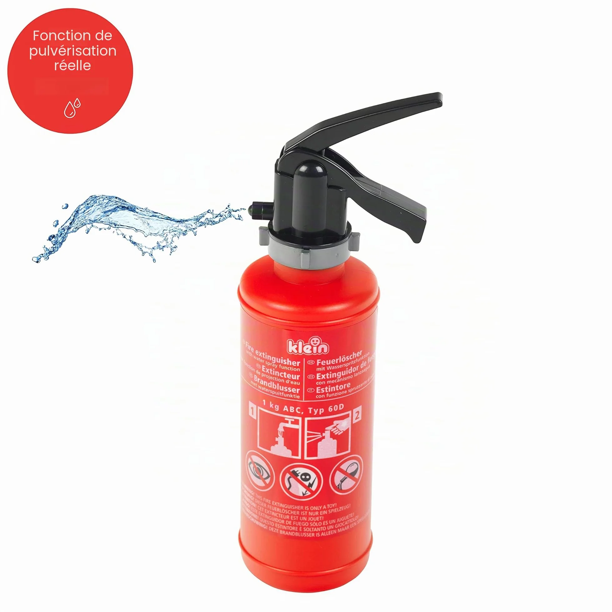 Klein 8928 Set de pompier | Avec 7 accessoires dont un casque, une lampe-torche électronique et beaucoup d’autres choses | Extincteur avec fonction pulvérisation | Dès 3 ans