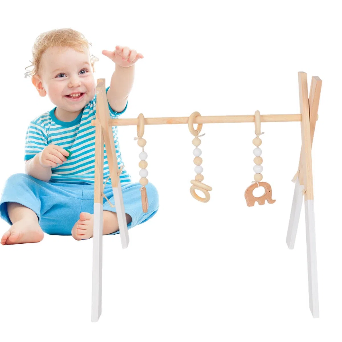 Portique D'Éveil Bébé Bois Portique D’Activité De Bébé En Bois, Exercice De Coordination & Design Scientifique Et Pliable