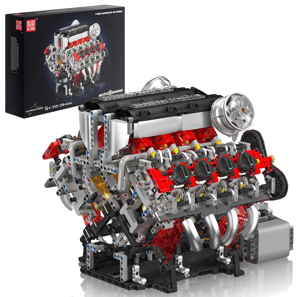 Mould King 10130 Technique V8 Kit de Construction F488 Voiture Moteur Modèle Blocs de Simulation avec Moteur Fonctionnel pour Adultes (2718 Pièces)
