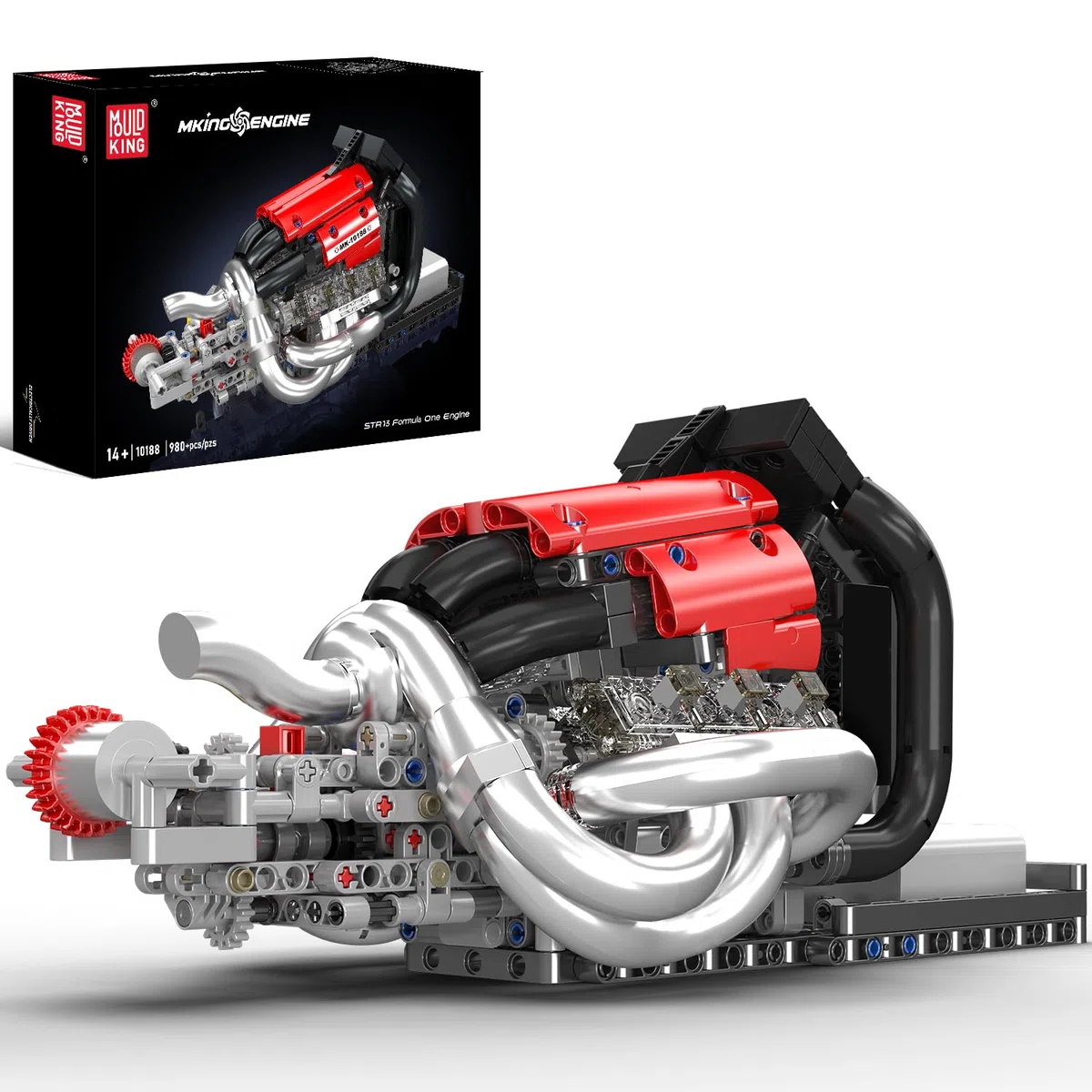 Mould King 10188 Technique – Ensemble de Briques pour Moteur V8 – 980 pièces – Modèle de Moteur de Course pour Adolescents et Adultes 14+