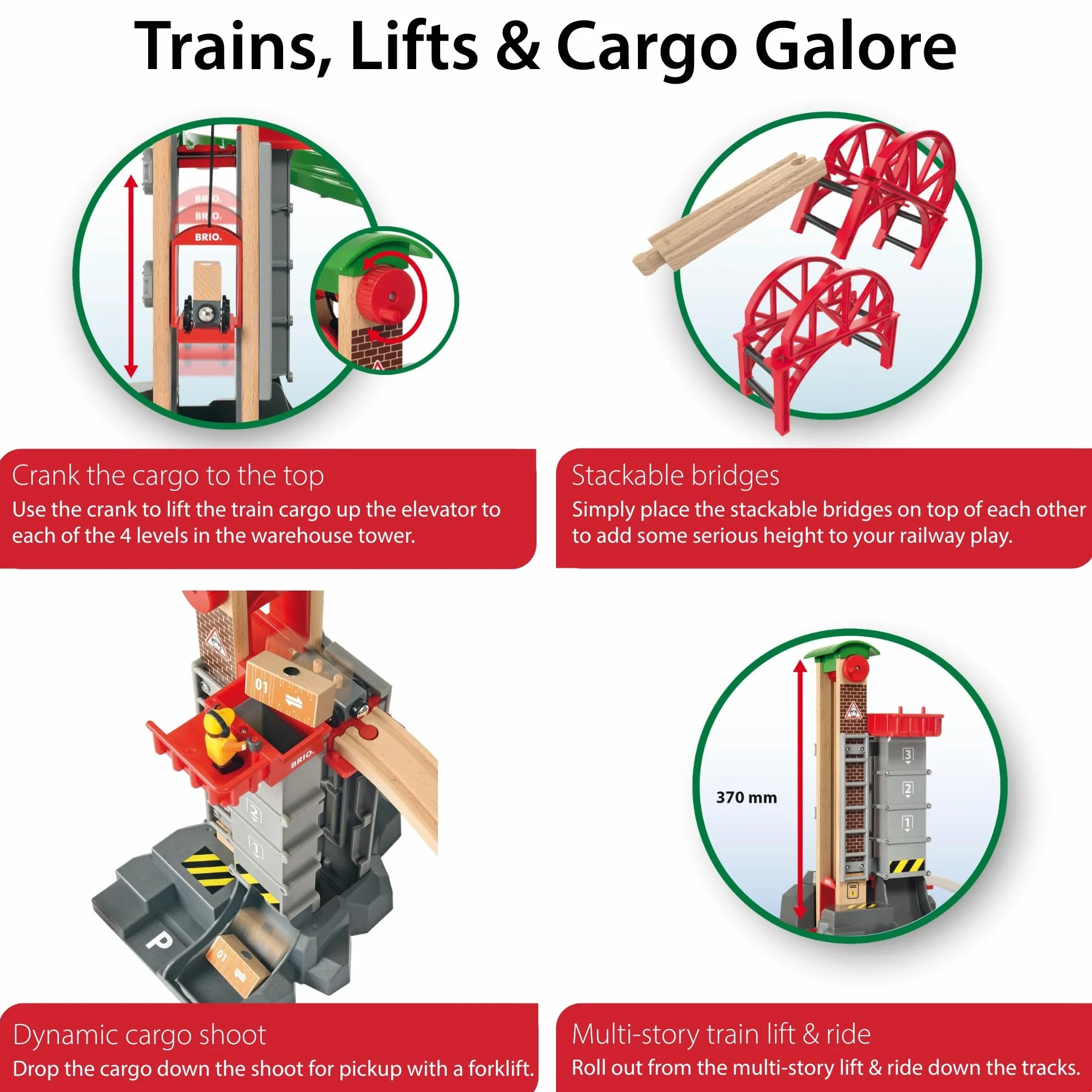 Brio World - 33887 - Grand Circuit Plateforme Multimodale - Coffret Complet de 32 pièces avec Ascenseur à véhicule - Circuit de Train en Bois - Jouet Mixte dès 3 Ans