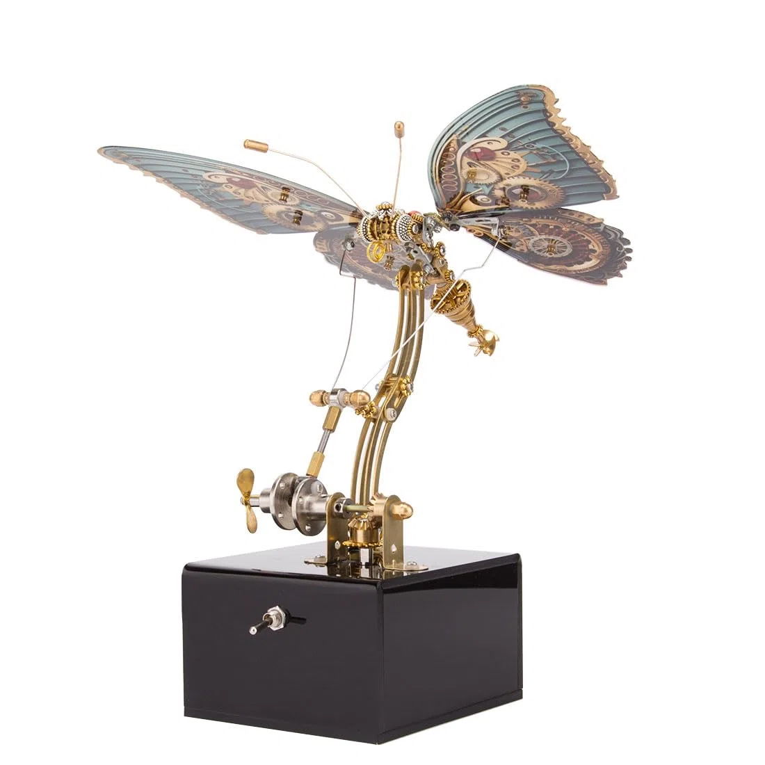 Kit de puzzle 3D en métal mécanique dynamique papillon pour adulte, modèle papillon mécanique avec boîte à musique, kits de montage en métal, parfait pour cadeau, 300 pièces, rouge