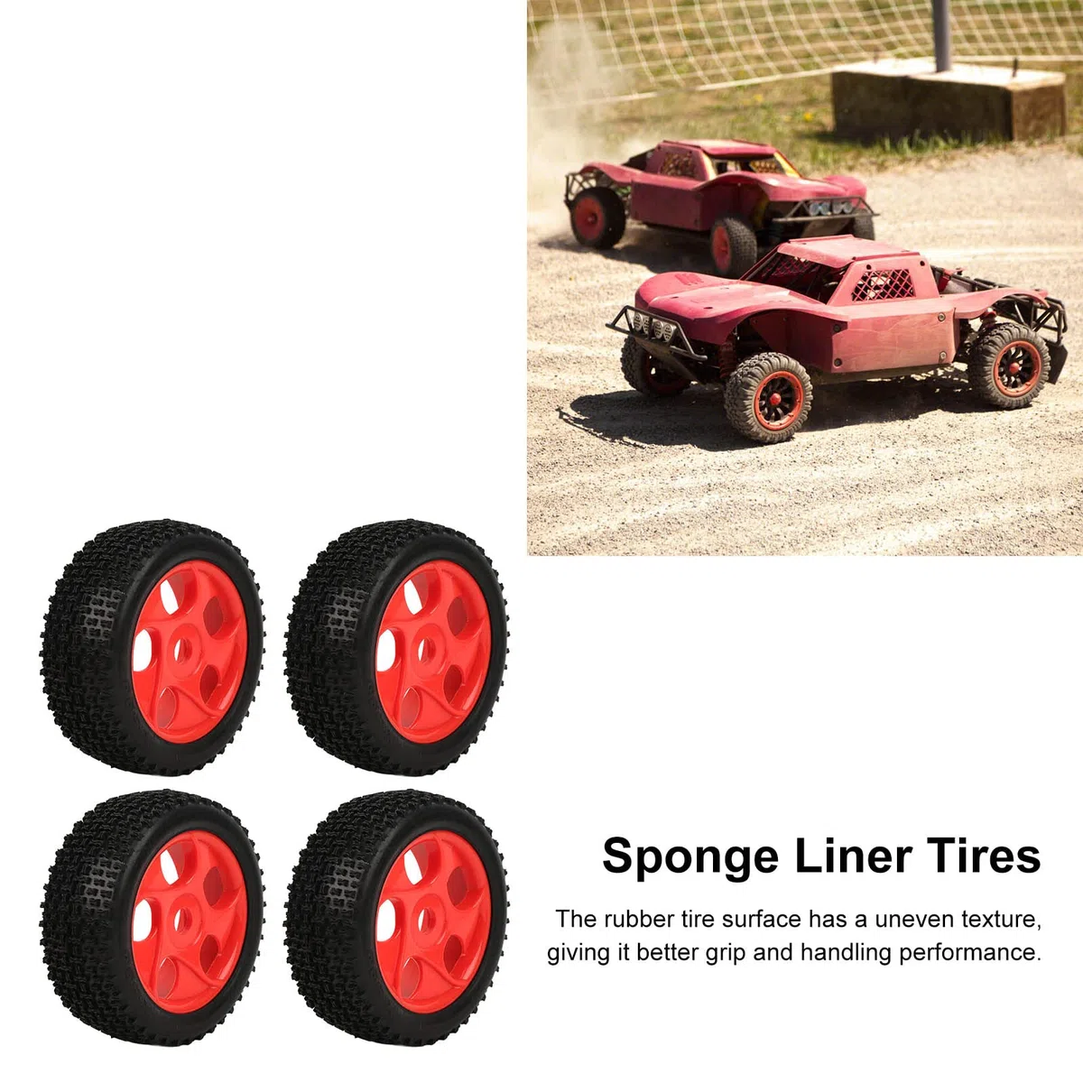 Jeu de Jantes de Pneus en Caoutchouc de Voiture RC, 4 Pièces de Jantes Hexagonales et de Pneus en Caoutchouc pour 1/8 1/10 Pneus de Revêtement D'éponge de Voiture Télécommandés RC sur Route Touring Dr