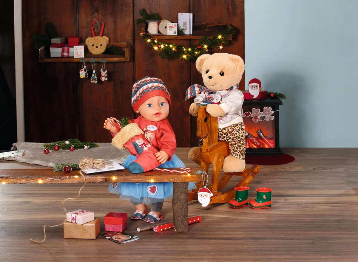 BABY born Calendrier de l'Avent 834466-24 vêtements & accessoires de haute qualité de Noël pour les poupées qui mesurent jusqu'à 43 cm – Avec 1 pull, 1 bonnet, des bottes, leggings & +, dès 3 ans