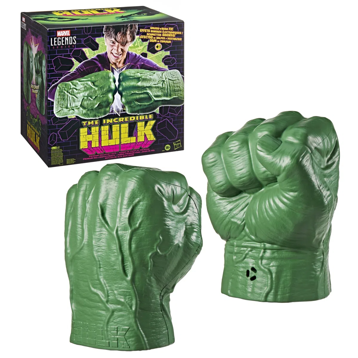 Marvel Legends Series Poings de cosplay premium de l'incroyable Hulk avec effets sonores électroniques, pièces de collection pour adultes
