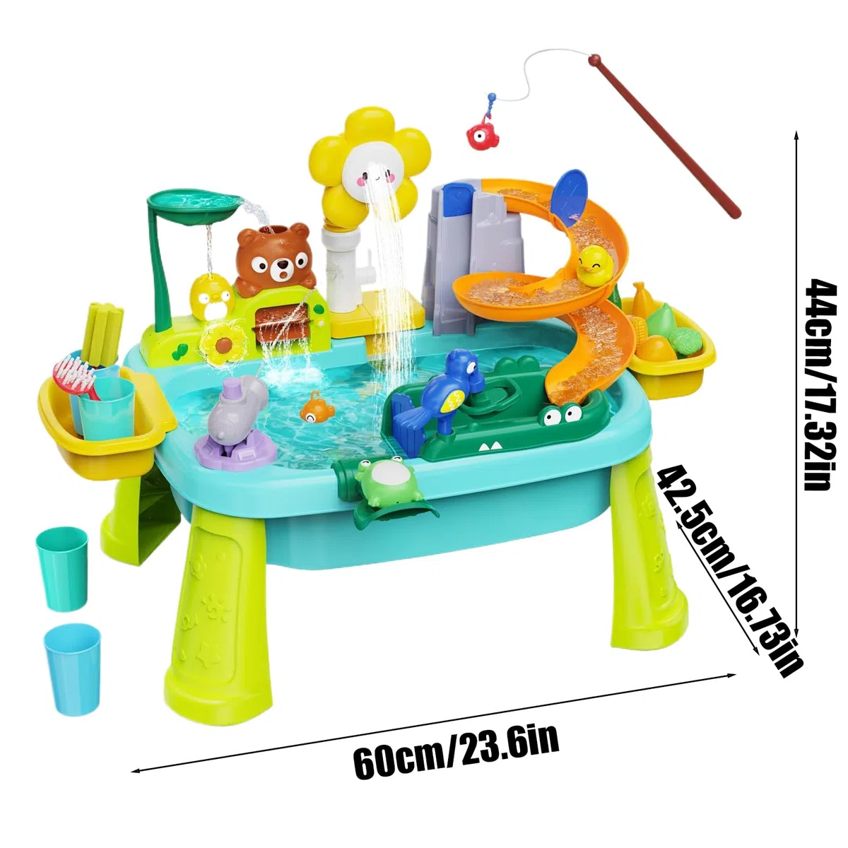 Générique Table d'eau pour Bébé,Table De Sable Et Eau pour avec Pompe Électrique - Jeu Éducatif de Pêche Sensoriel 3-8 Ans Maison Jardin Voyage Piscine
