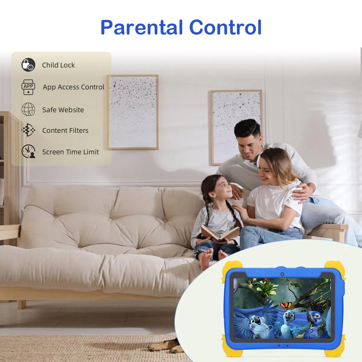 C idea Tablette pour Enfants de 3 à 7 Ans, écran Incell HD 10,1 Pouces, Android 13, Batterie 6000 mAh, Apprentissage, Tablette éducative pour Enfants de Moins de 12 Ans, Bleu
