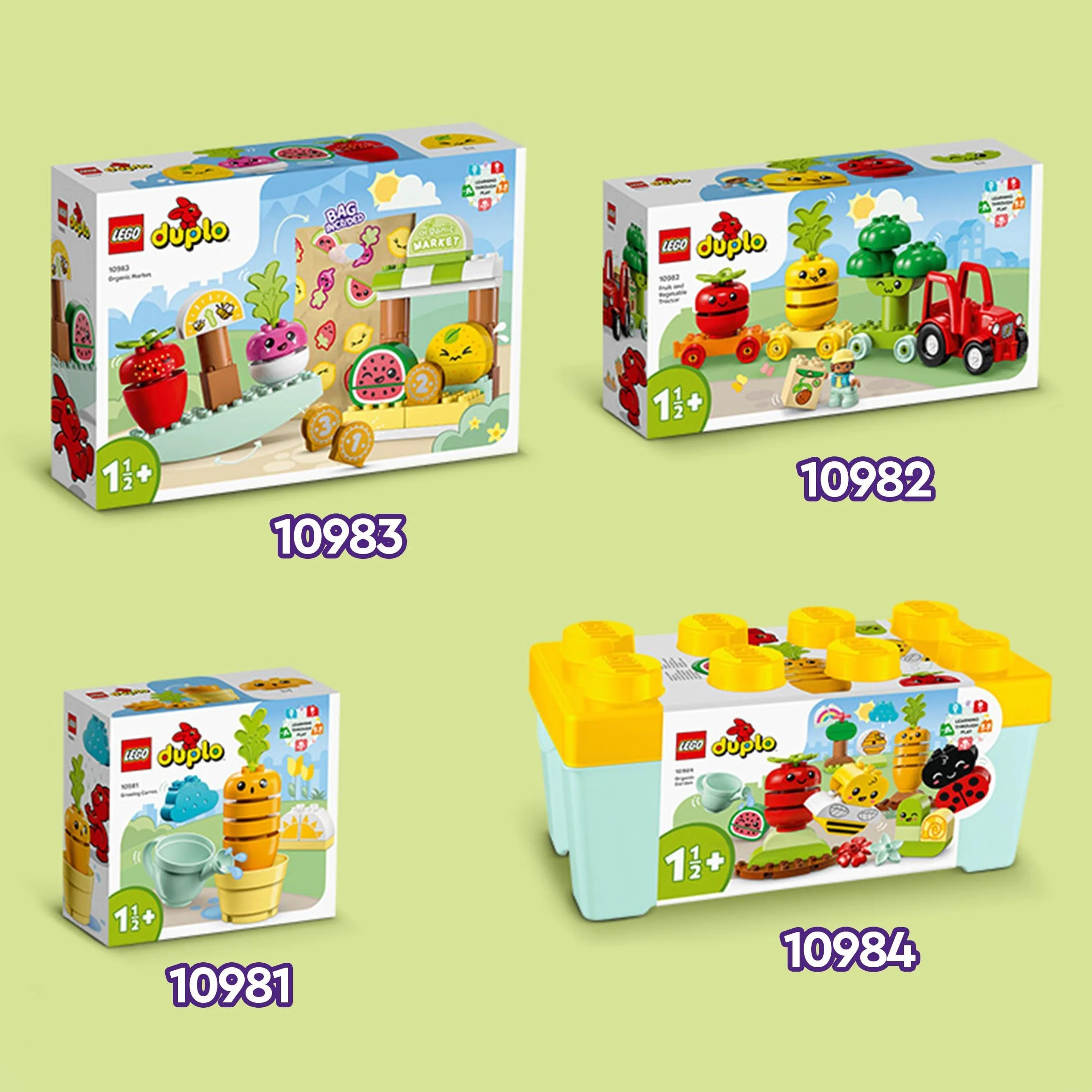 LEGO 10982 Duplo My First Le Tracteur des Fruits et Légumes, Jouet à Empiler et à Trier par Couleur pour Les Bébés et Enfants Âgés de 1,5 à 3 Ans, Jeu Éducatif