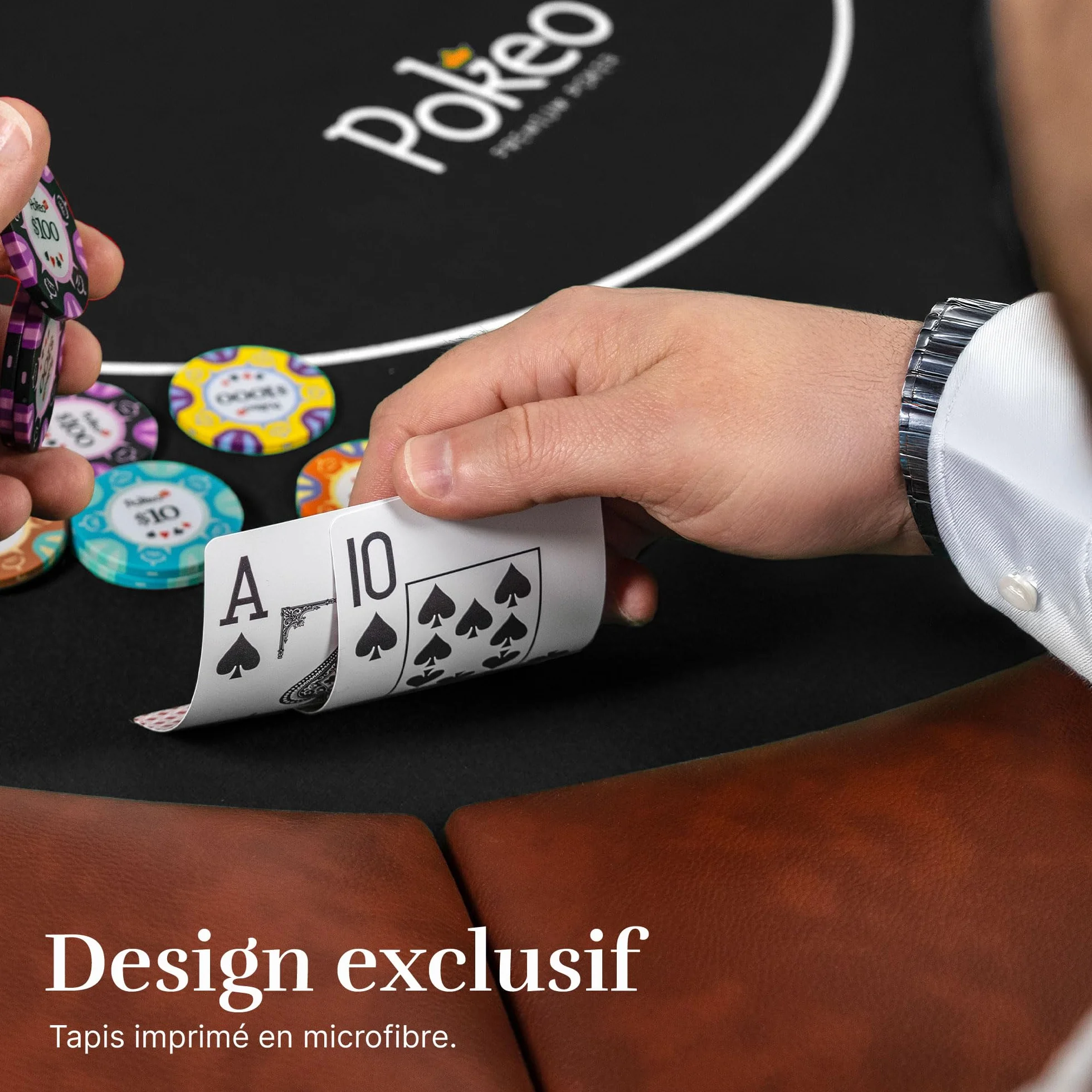 Table de Poker 10 Joueurs – Table Poker Pliable – Tapis Noire – Compacte et Facile à Ranger – pour Jetons et Jeu de Cartes – Tables de Poker Pliante