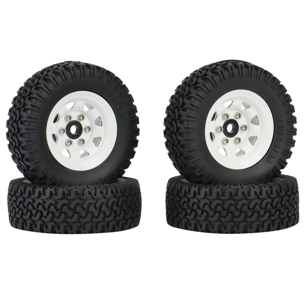 RC Pneus Jante Compatible avec Axial 90069 D90 TF2 pour Tamiya CC01 LC70 pour MST 1/10 RC Crawler Car Lot De 4 Pneus De Jante De Roue À pour Talon en Métal 1,55