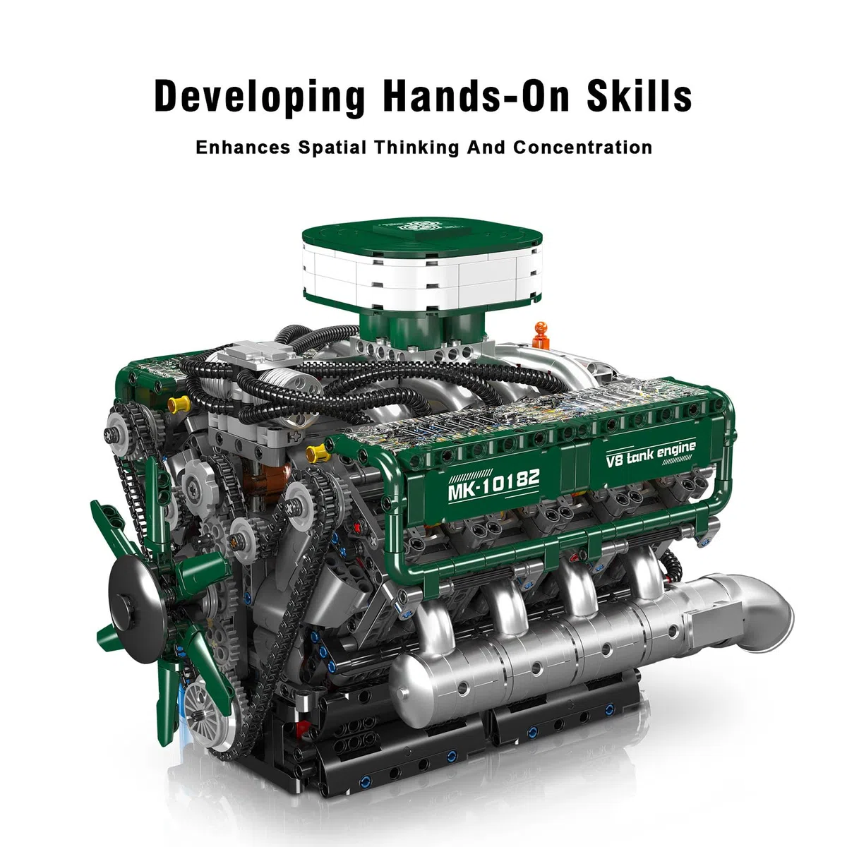 Mould King 10182 Technique V8 Kit de construction moteur avec boîte à piles Engine Kit de modélisation Pièces de collection Cadeaux pour adultes (2250 pièces)