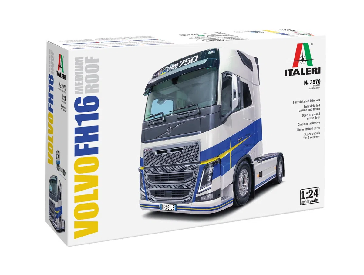 Italeri 3970 1:24 Volvo FH16 Medium Roof – Modélisme, kit de construction, modélisme, bricolage, loisirs, collage, kit de construction en plastique, fidèle aux détails, modèle de voiture, 1:24