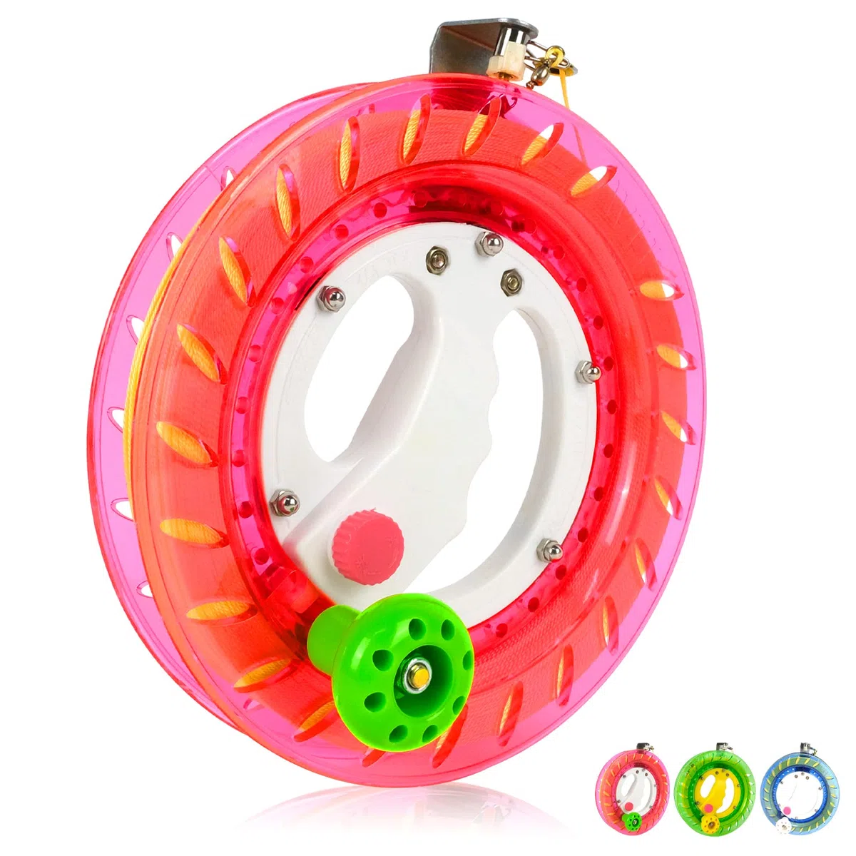 Simxkai Enrouleur de Fil de cerf-Volant, Enrouleur de Ligne de cerf-Volant, 20 cm de diamètre (Rose)