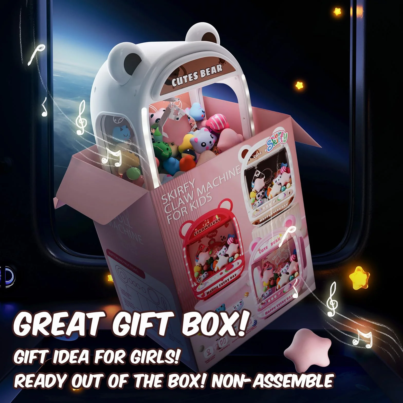 Skirfy Machine de préhension pour enfants, jouet licorne pour filles à partir de 6 ans, jeux d'arcade, mini machine de vente automatique avec jouet boueux, machine à bonbons, machine à friandises