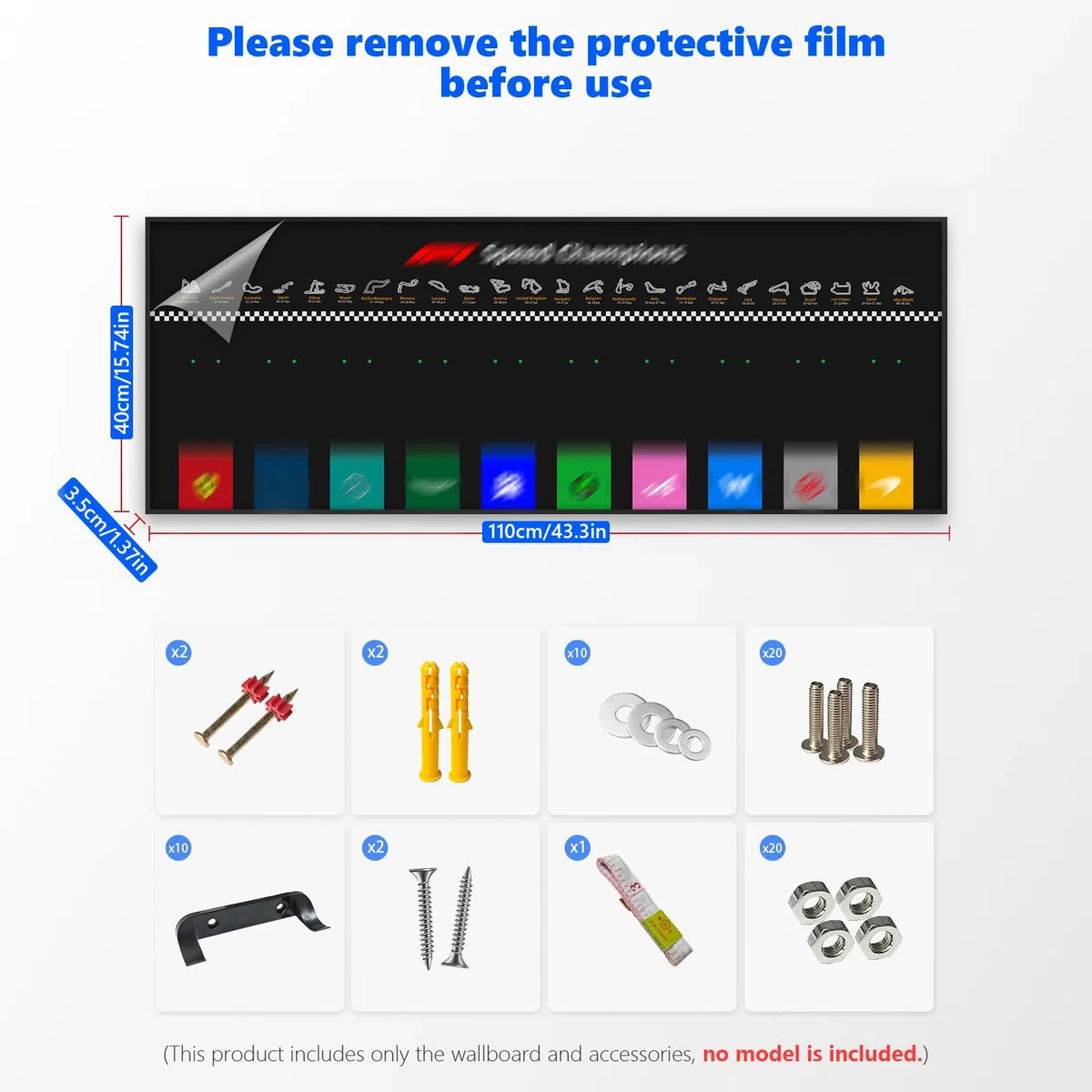 Cadre Compatible avec Speed Champions F1, 10 in 1 77242-77251 Modèles Wall Display, 110 x 40 cm Tableau Mural Idéal for Salon et Bureau Salle Salle d'exposition (modèles Non Inclus)