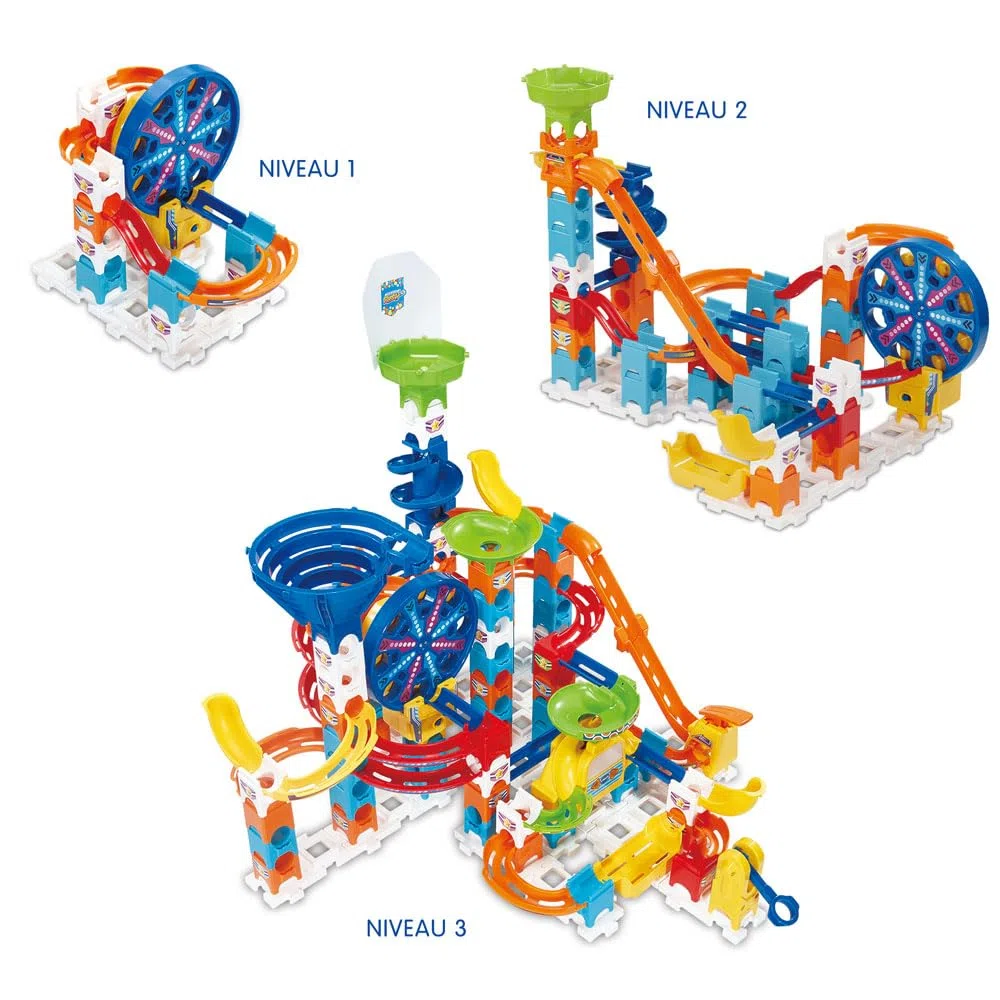 VTech - Marble Rush Ultimate Set Electronic XL200E - Circuit à Billes Géant à Construire, 127 Pièces et 10 Billes - Jeu de Construction Électronique - Cadeau Enfant Dès 4 Ans - Contenu en Français