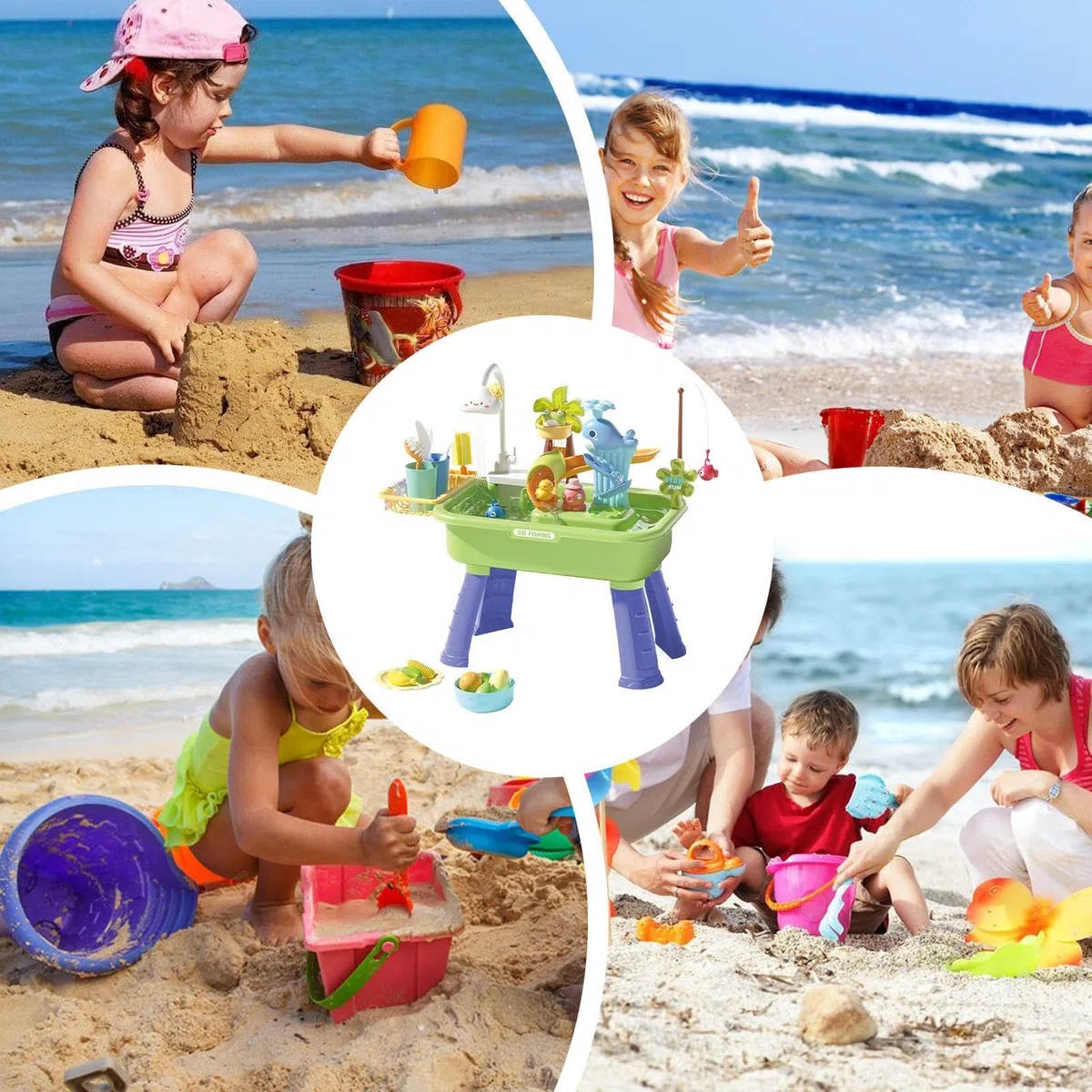 Générique Table de Jeux d'eau Table de Sable et d'eau pour | Jouet Sensoriel Éducatif Interactif avec Pompe pour Maison Jardin Développe la Coordination Main-Œil