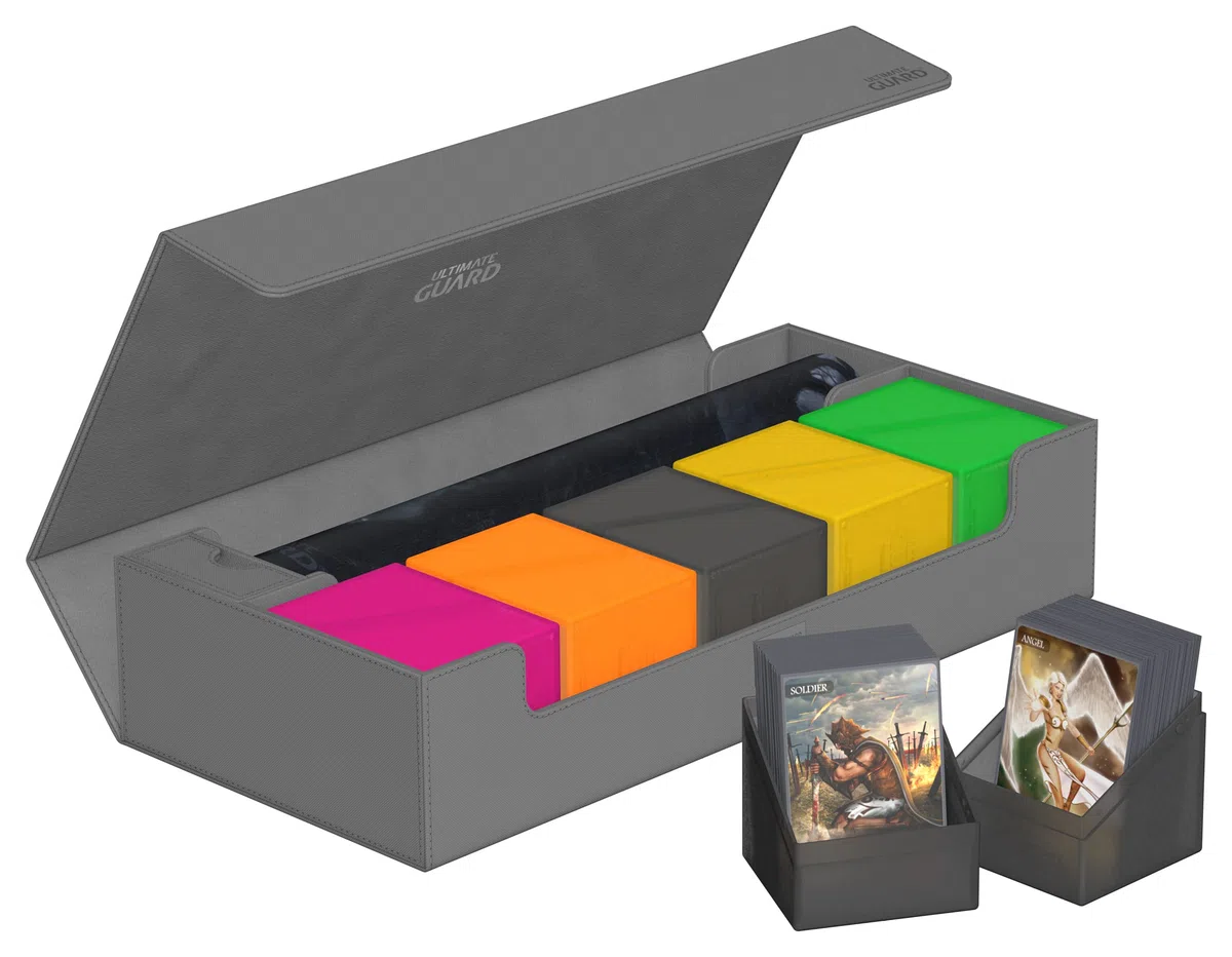 Ultimate Guard Superhive 550+ Étui pour 550 cartes TCG à double manches, gris, compatible avec Boulders, fermeture magnétique et doublure intérieure en microfibre