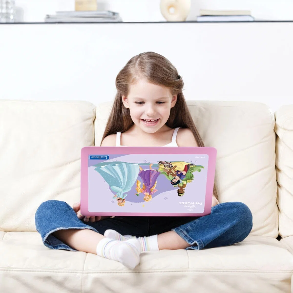 Lexibook, Disney Princesses Ordinateur Éducatif Enfant, JC601DPi1 | Anglais/Français, 164 activités, Jeux éducatifs, souris et clavier, Grand écran