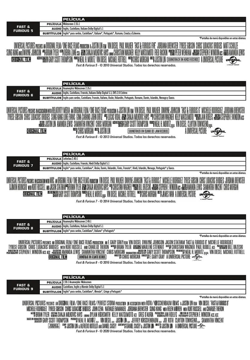 Fast & Furious Pack 1-9 - DVD