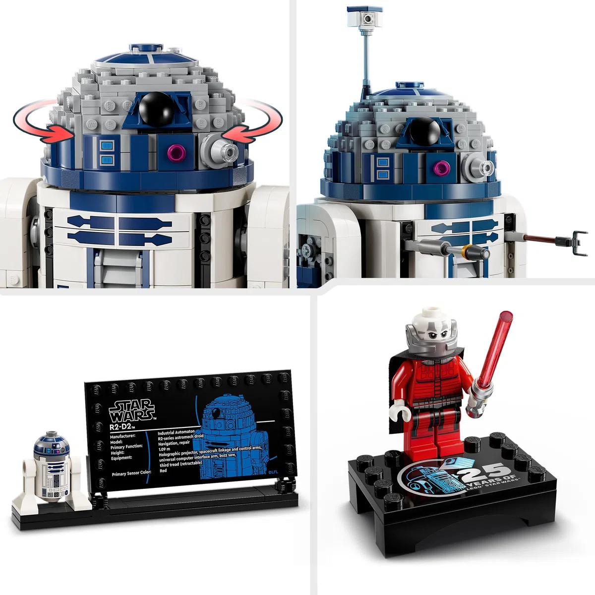 LEGO Star Wars 75379 R2-D2 - Jeu de Construction & Décoration - Figurine de Droïde avec Tête Rotative, Périscope & Outils - Minifigurine de Dark Malak - Cadeau pour Garçon dès 10 Ans ou Fans Adultes