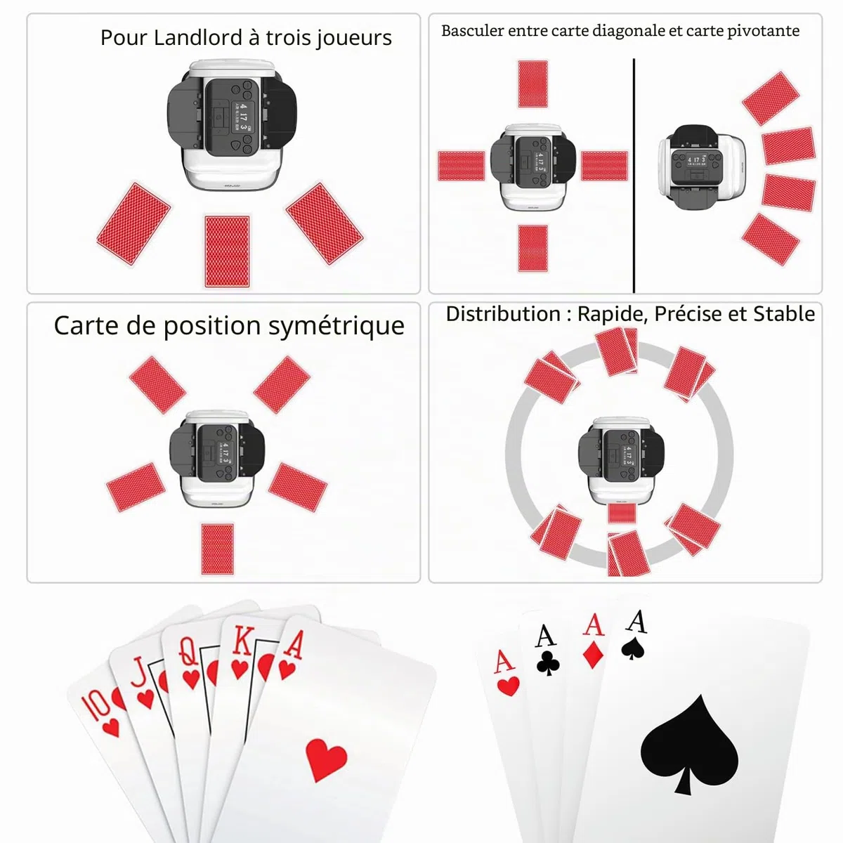 Mélangeur de cartes automatique, Machine à mélanger cartes électrique | électrique autonomie Distributeur de cartes à bas bruit, pour 1-8 joueurs, pour UNO, Poker, Skip BO, Blackjack, Texas Hold'e