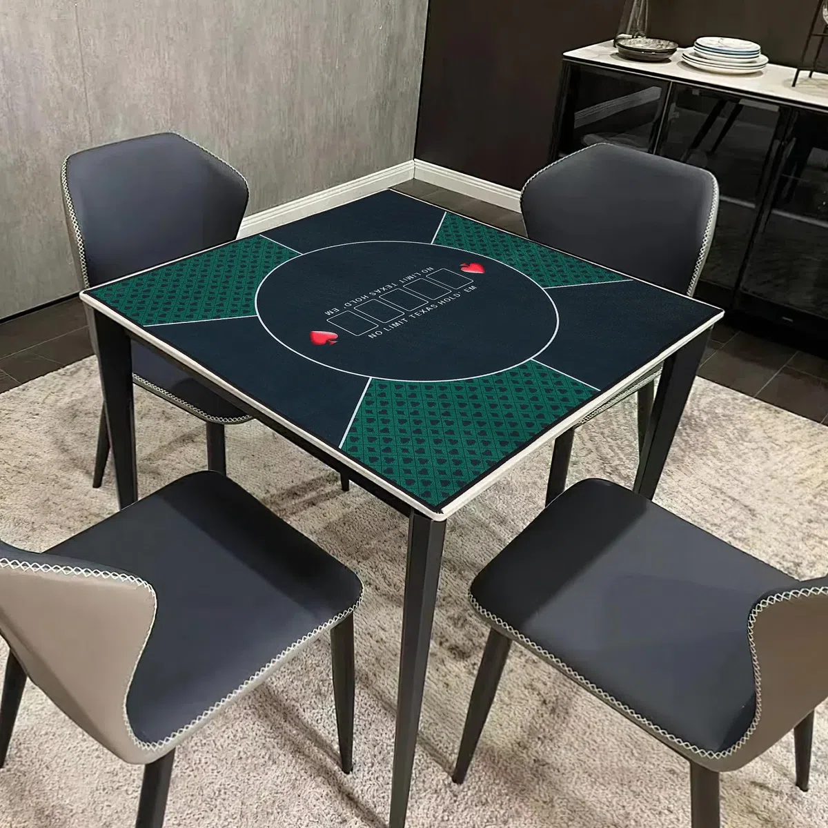 Tapis de Poker Motif Imprimé, Facile à Transporter Ranger Rectangulaire en Tissu Vert pour Tournois de Poker et Jeux de Rôle
