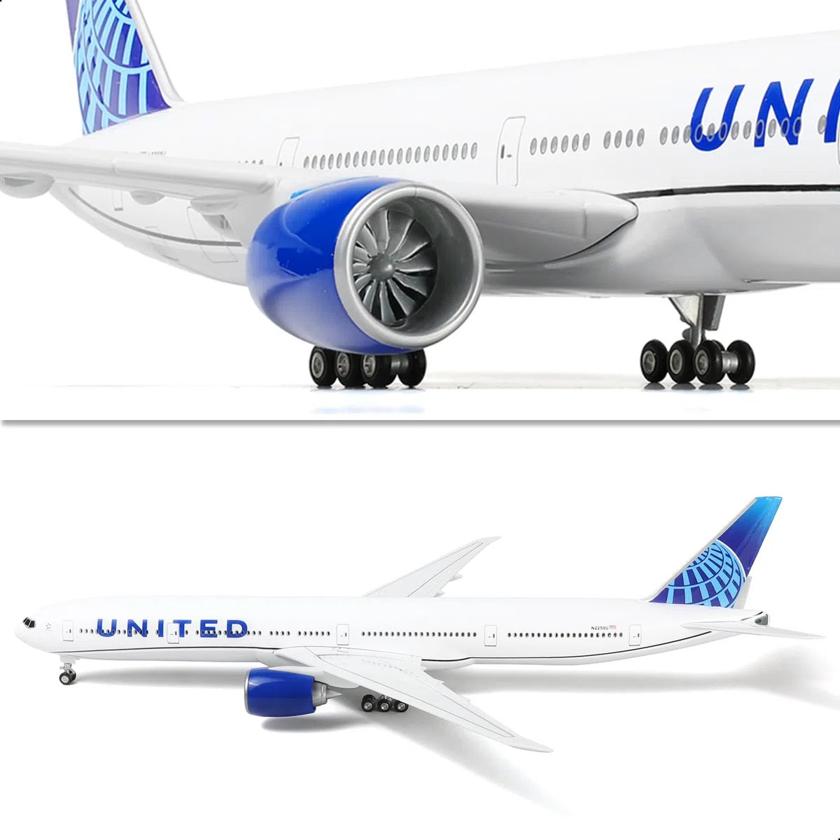 1/150 Boeing777-300er United 18,5 Pouces Large Modèle Kits de modèle d'avion Diecast Airlines Affichage du modèle Airlines Collectible pour Un Cadeau de passionné d'aviation Cadeau