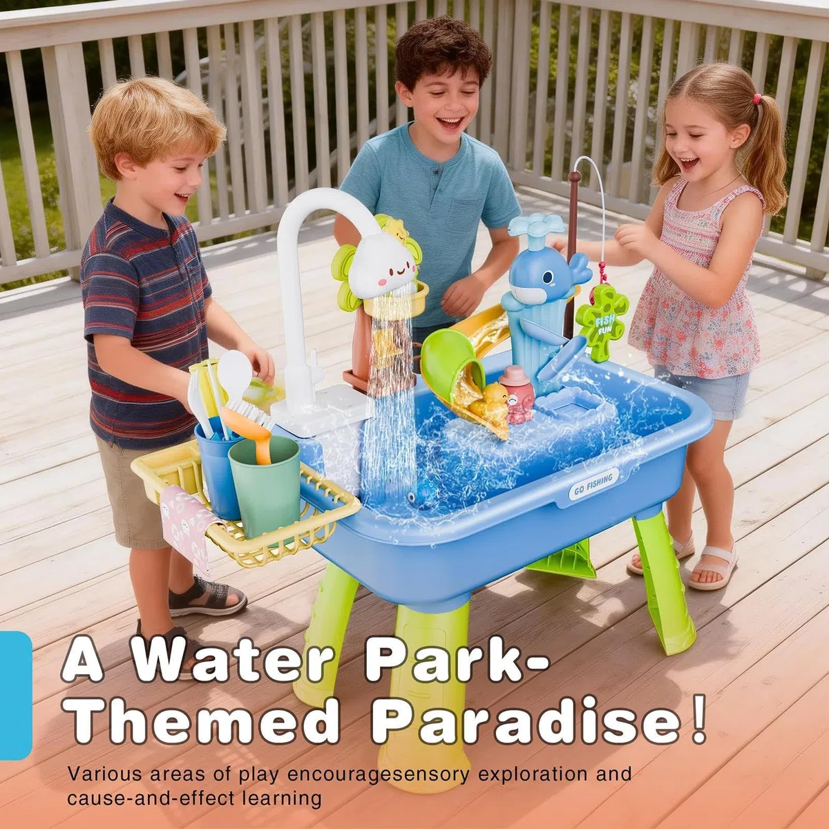 Table A Eau Enfant Exterieur, Ensemble De Jeu De Pêche, Accessoires De Aquaplay Circuit Deau, Table D Activité Exterieur avec Pompe, pour Piscine, Anniversaire, Cadeau