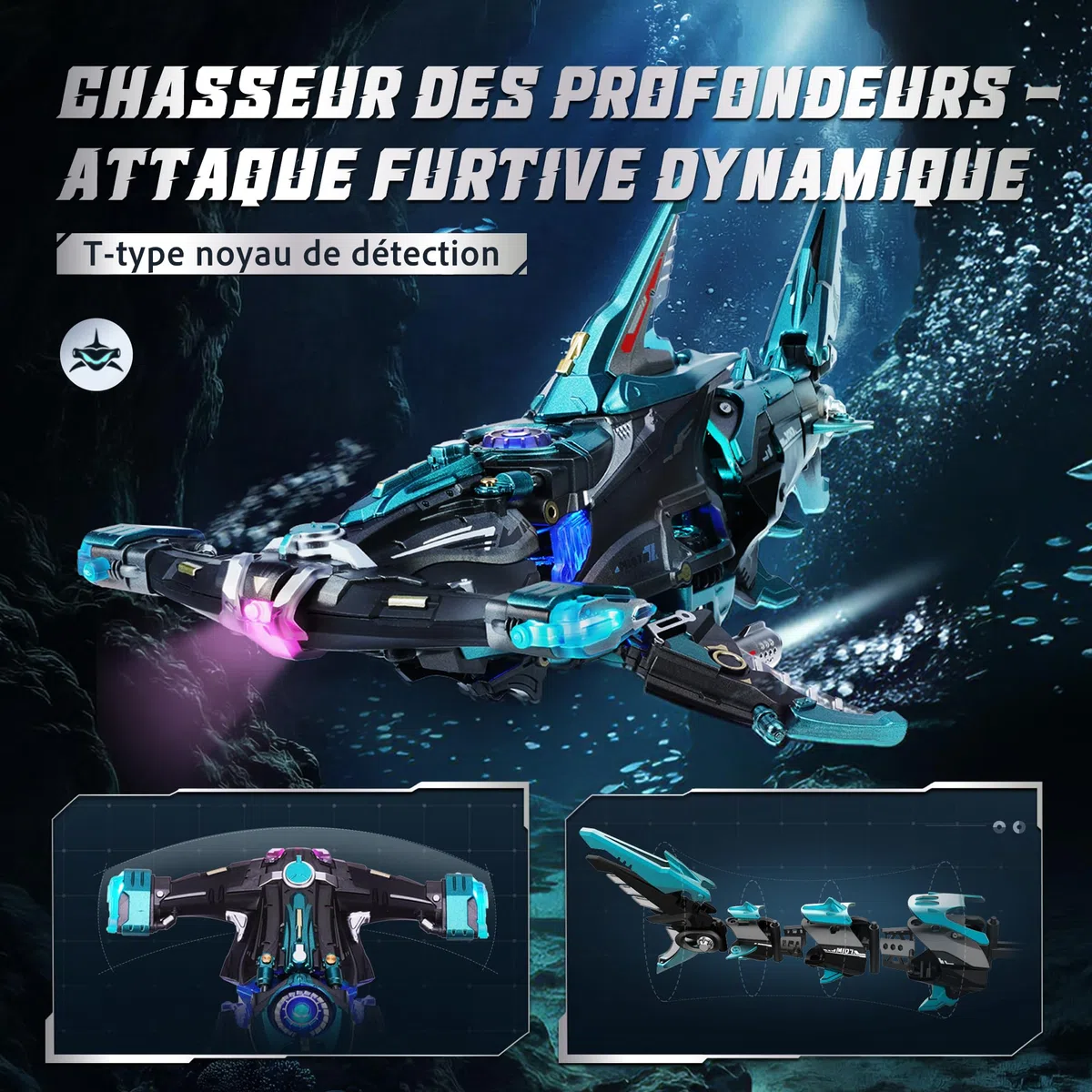 ROKR Puzzle 3D Mécanique Requin Marteau, Maquette d’Animal Marin avec Effet de Mouvement et lumière LED pour Adultes, Puzzles 3D à Collectionner (MI07)