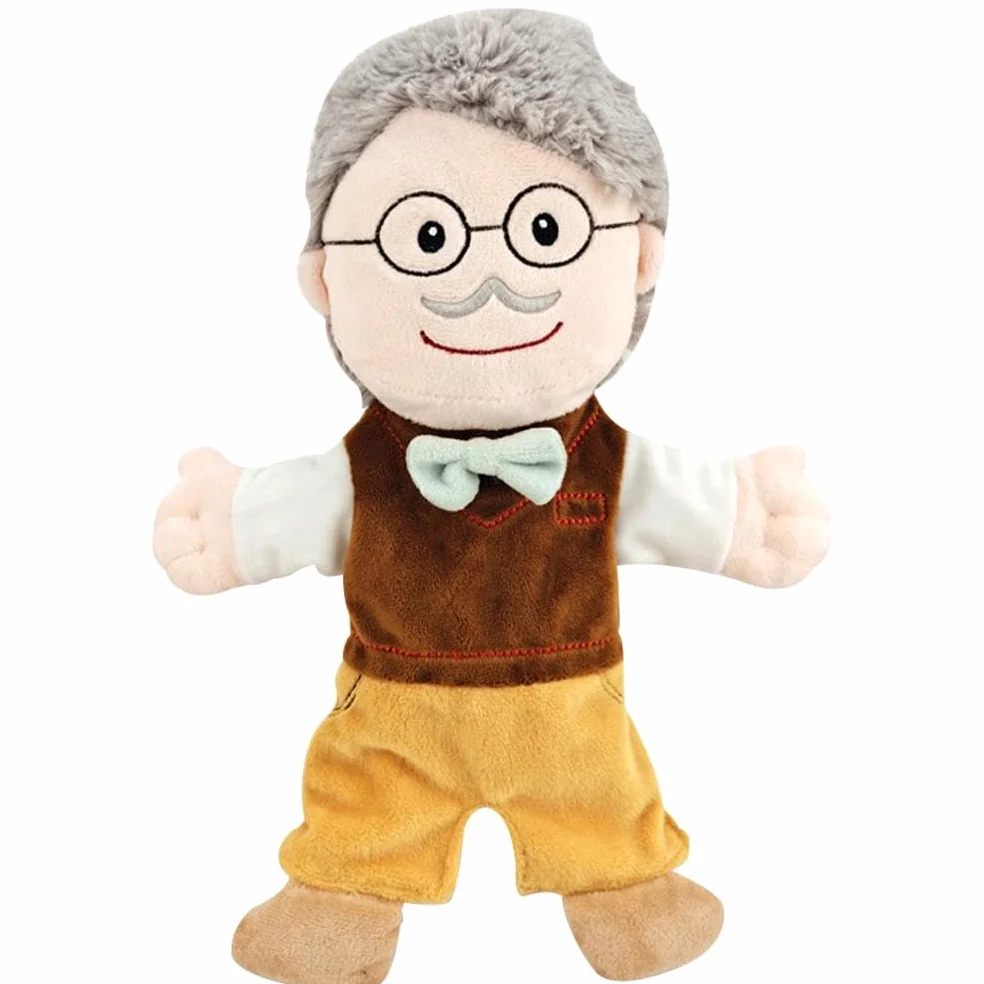 6 Pièces Ensemble de Marionnettes à Main 11.8 Pouces Doux en Peluche Membres de la Famille Marionnettes à Doigt Début de la Narration éducative pour Les (Grand-père + Grand-mère
