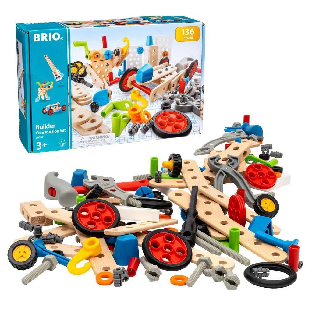 BRIO Builder - 34587 - Coffret Evolution Builder - 136 pièces - Jeu de construction STEM - Sans pile - Créations libres ou guidées - Pour garcons et filles dès 3 ans