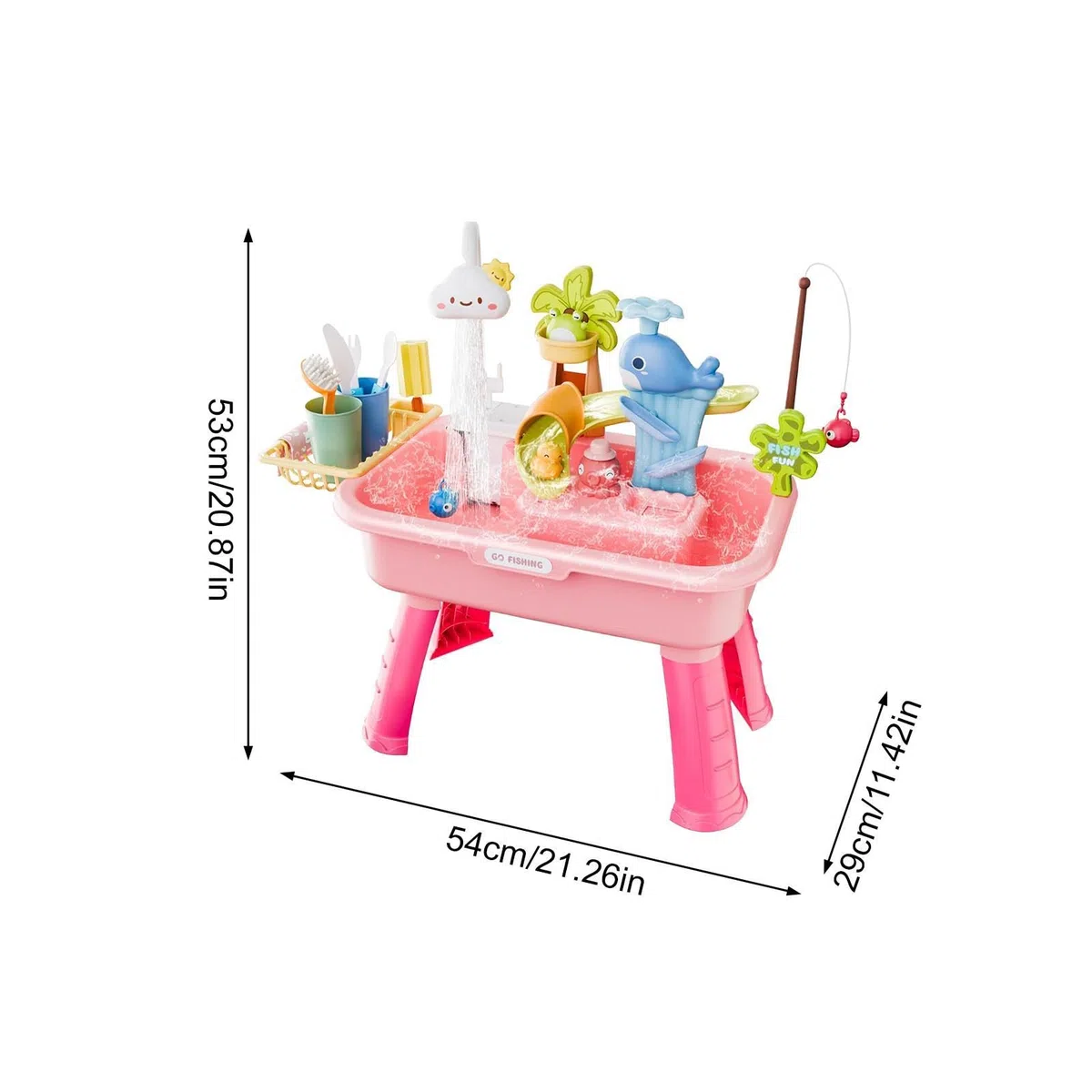 Générique Tables Jeux d'eau d'exterieur pour Enfant, Ensemble de Jeux d'eau et de Sable, évier 4 en 1 avec Eau Courante et Pompe, Jouet Multifonctionnel pour pour Plage, Piscine, Jardin(A)