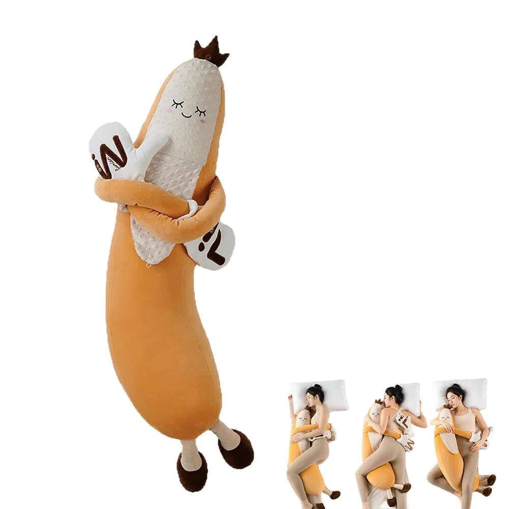 Oreiller en Forme De Mangue avec Tapotements Et Chaleur pour Nuit Apaisée,Banana,Large