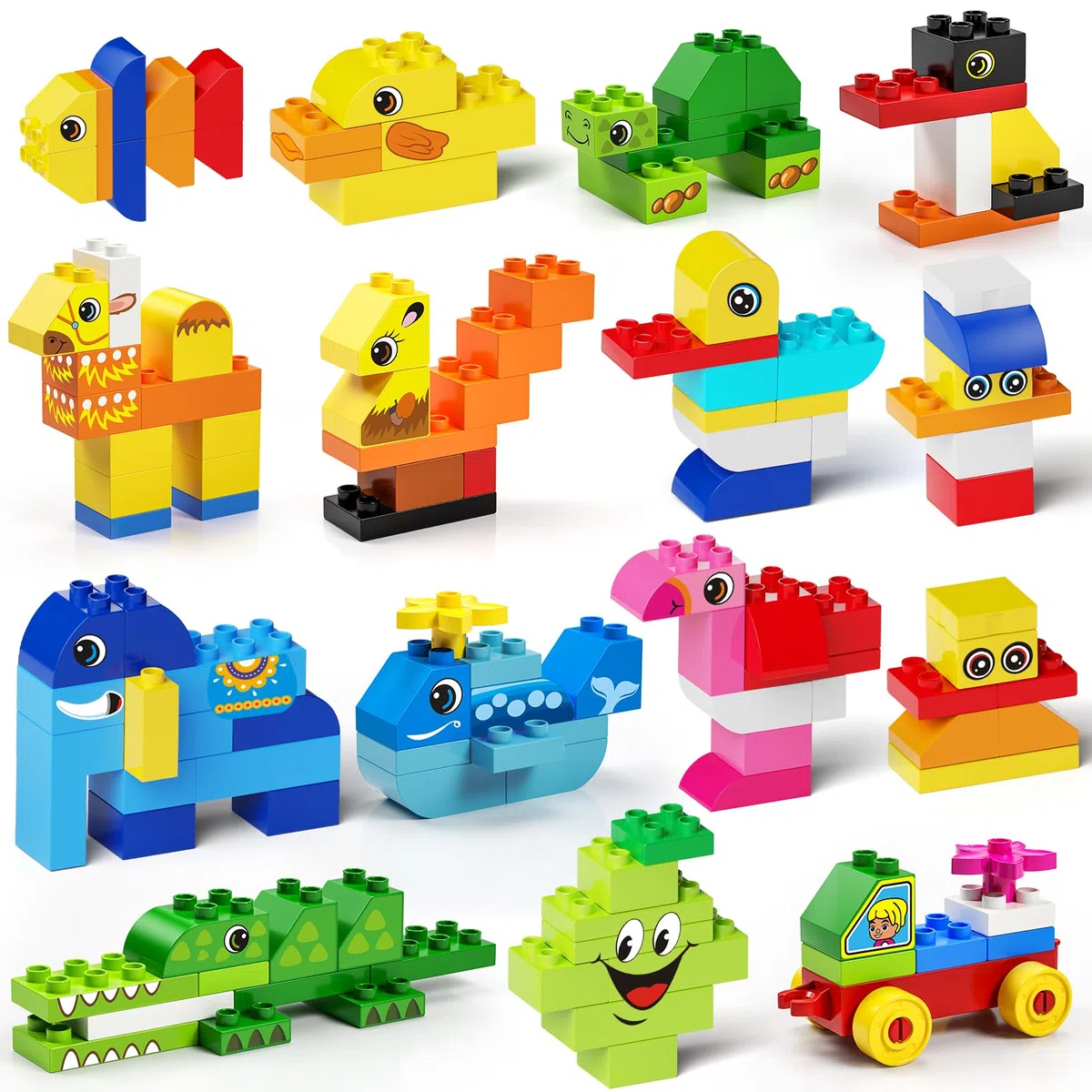 burgkidz Gros Blocs de Construction, 135 pièces Briques de Construction Créatives Classiques avec Boîte de Rangement, Jeux de Construction pour Enfants de 2 à 5 ans